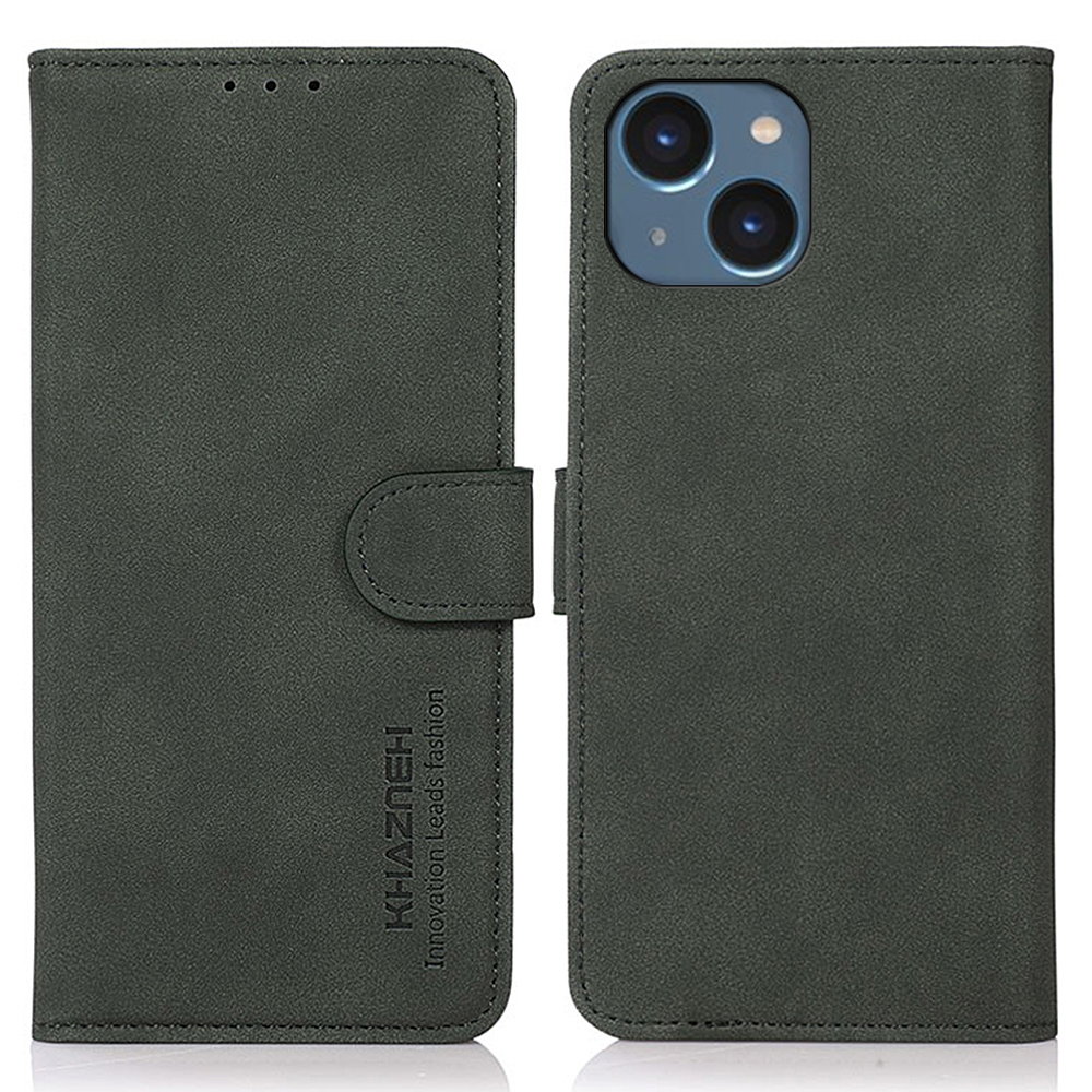 

Khazneh Strukturierte Pu-leder-telefonhülle Für Iphone 15 Plus, Anti-kratzer Flip Wallet Stand Cover - Grün, iPhone 15 Plus