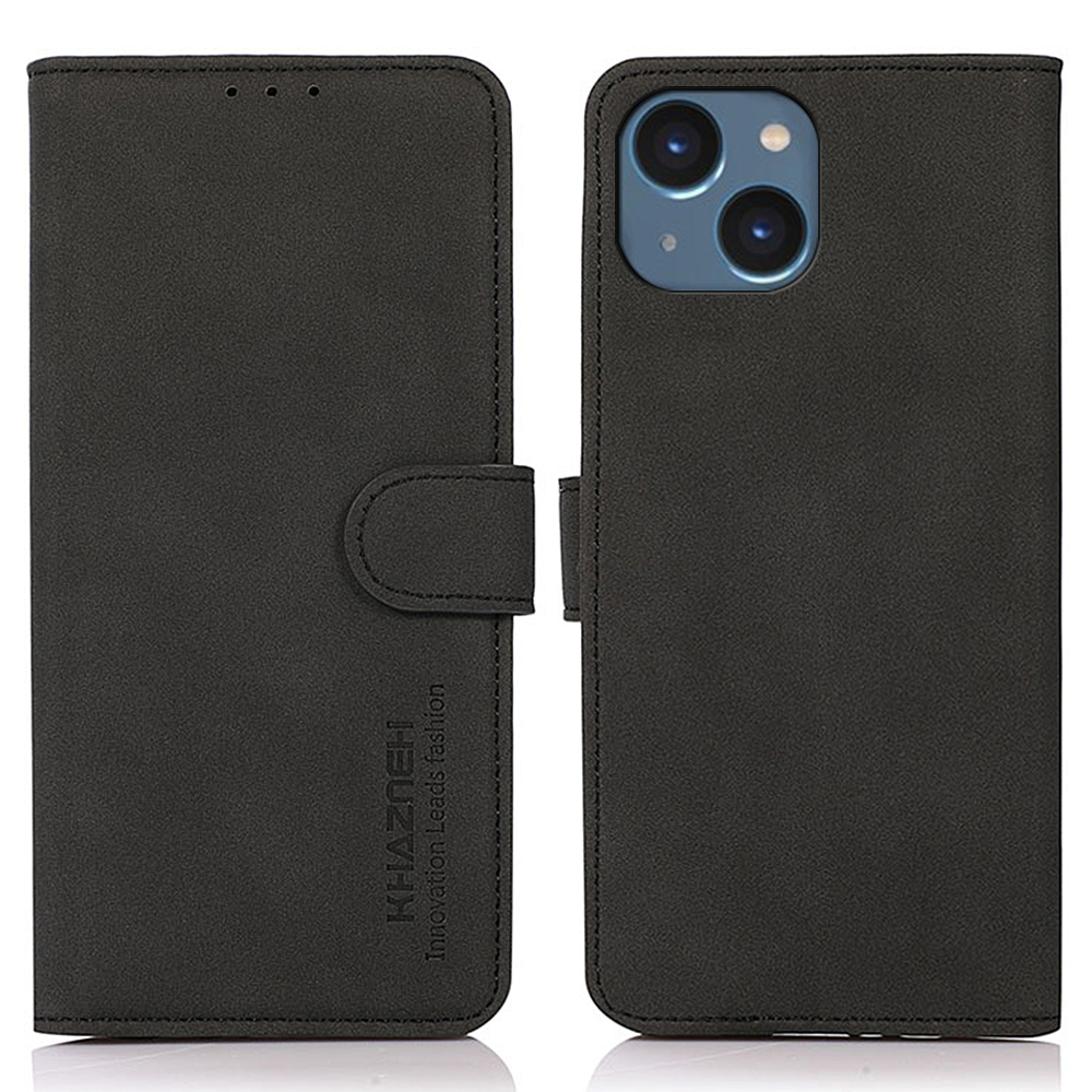 

Khazneh Für Iphone 15 Anti-staub-telefonhülle Strukturierte PU Leder Flip Wallet Stand Cover - Schwarz, iPhone 15