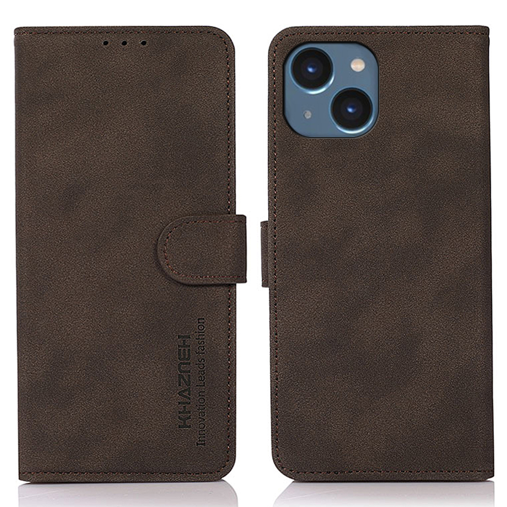 

Khazneh Für Iphone 15 Anti-staub-telefonhülle Strukturierte PU Leder Flip Wallet Stand Cover - Braun, iPhone 15