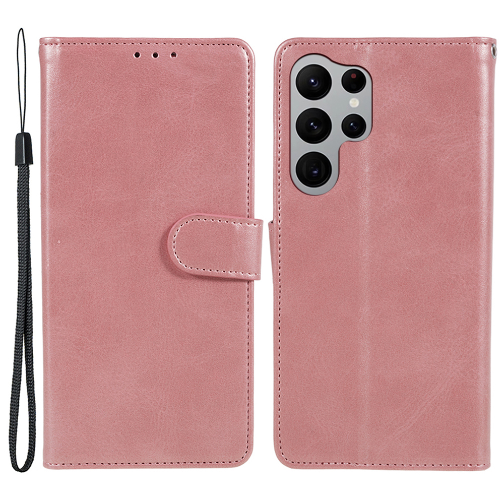 

Für Samsung Galaxy S22 Ultra 5G Kalb Textur Hülle Magnetverschluss Leder Brieftasche Abdeckung - Roségold, Galaxy S22 Ultra 5G