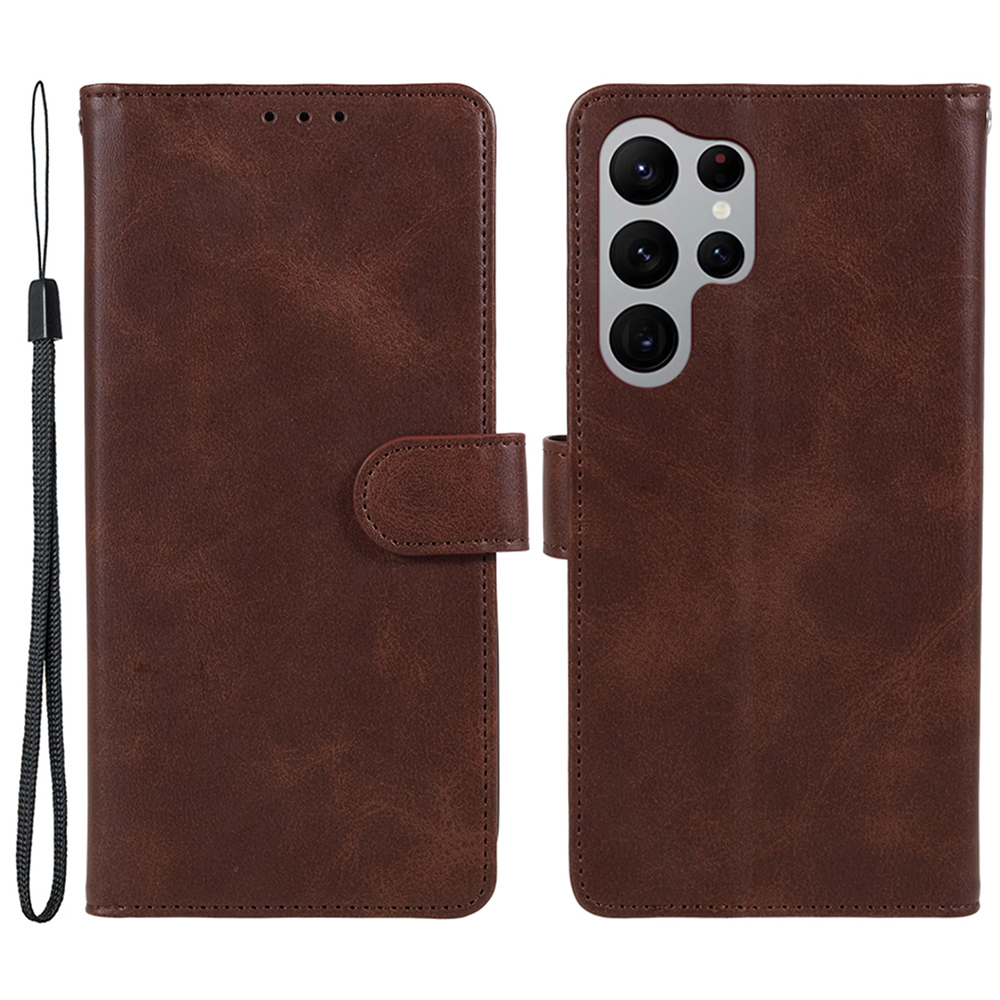 

Für Samsung Galaxy S22 Ultra 5G Kalb Textur Hülle Magnetverschluss Leder Brieftasche Abdeckung - Braun, Galaxy S22 Ultra 5G