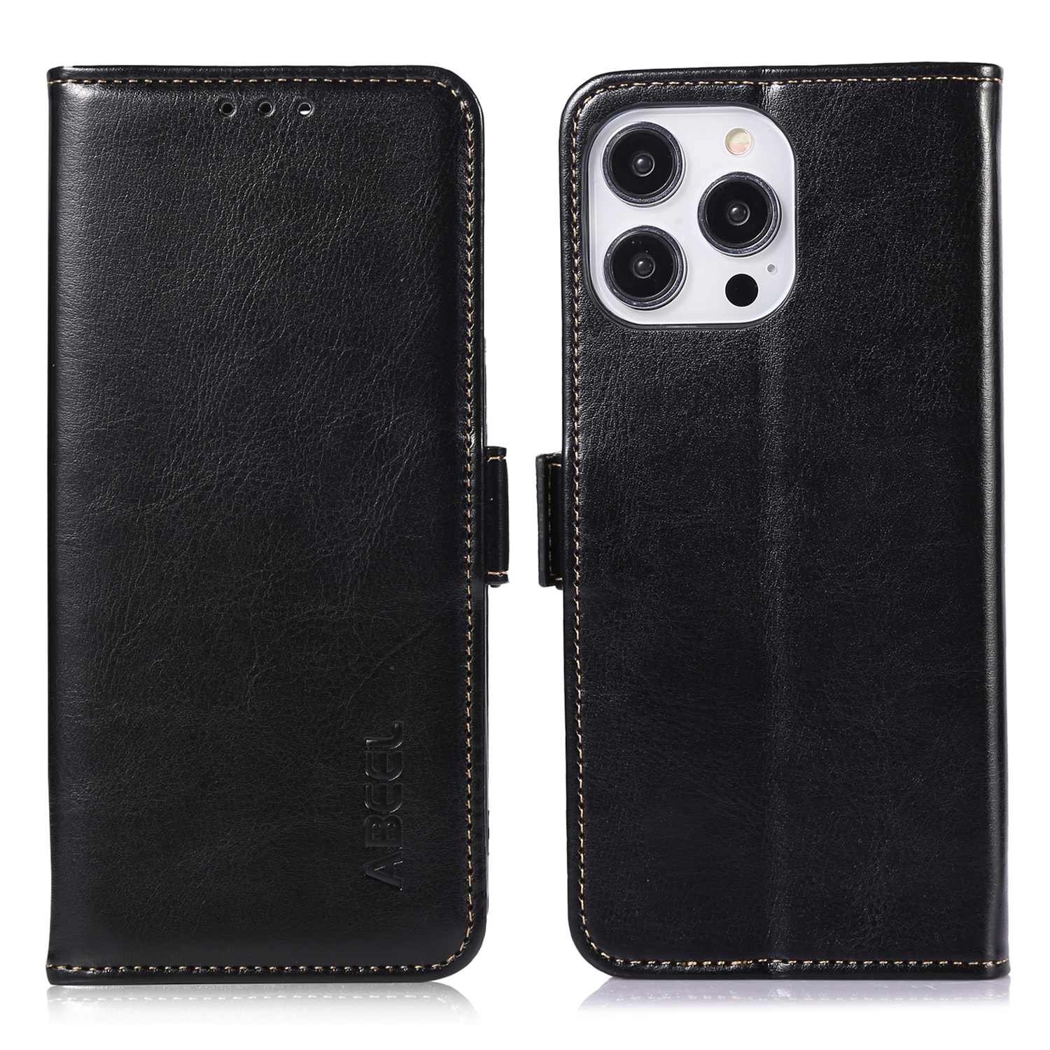 

Abeel Foldable Stand Hülle Für Iphone 14 Pro Max Verrückte Pferdestruktur PU Leder Brieftasche Telefonabdeckung - Schwarz, iPhone 14 Pro Max