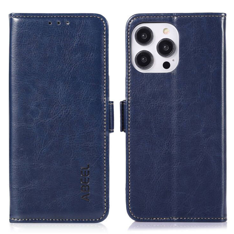 

Abeel Foldable Stand Hülle Für Iphone 14 Pro Max Verrückte Pferdestruktur PU Leder Brieftasche Telefonabdeckung - Blau, iPhone 14 Pro Max