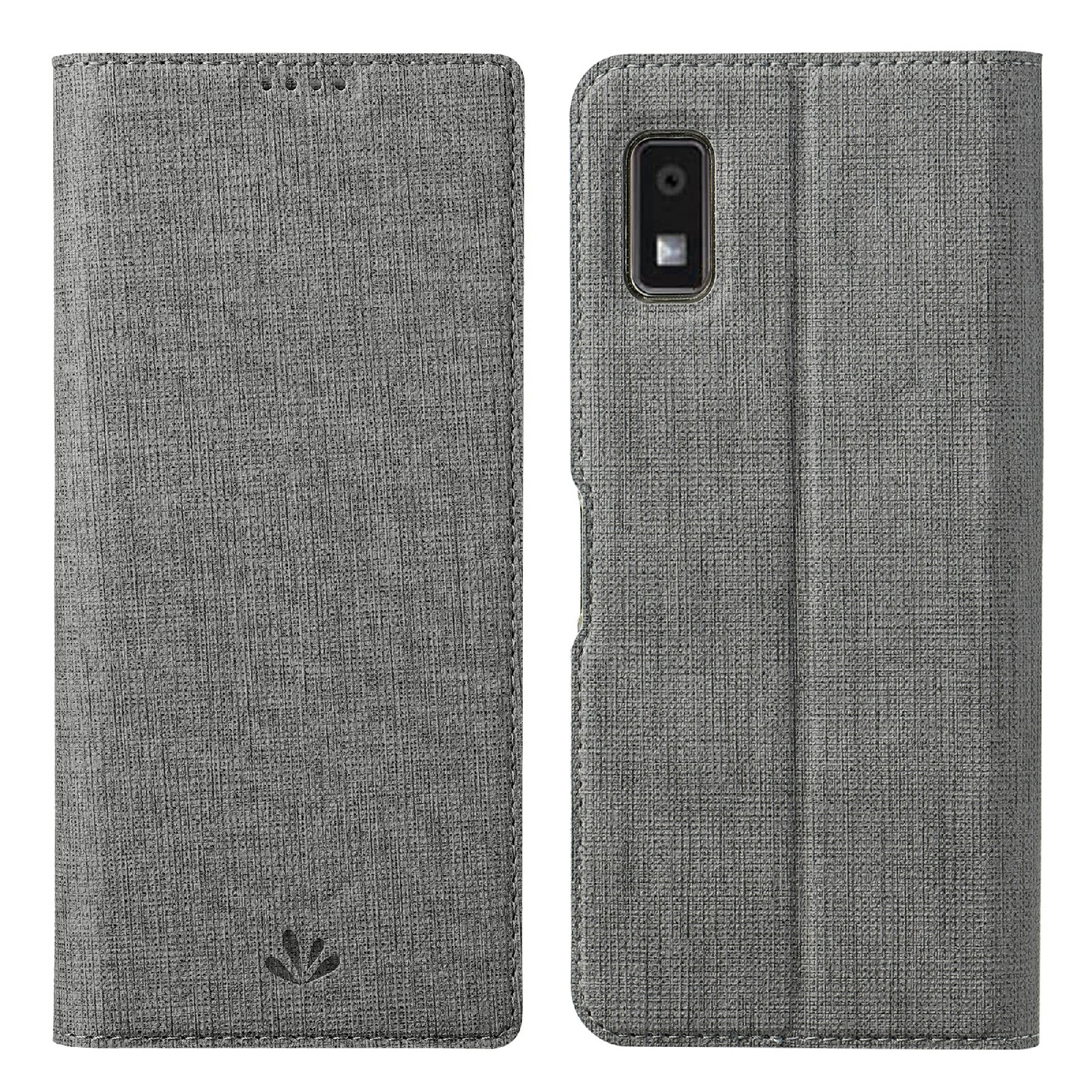 

VILI DMX -serie PU Leather Phone Hülle Für Scharfe Aquos Wunsch 3, Kartenschlitze Standschutz Telefonabdeckung - Grau, Sharp Aquos Wish3