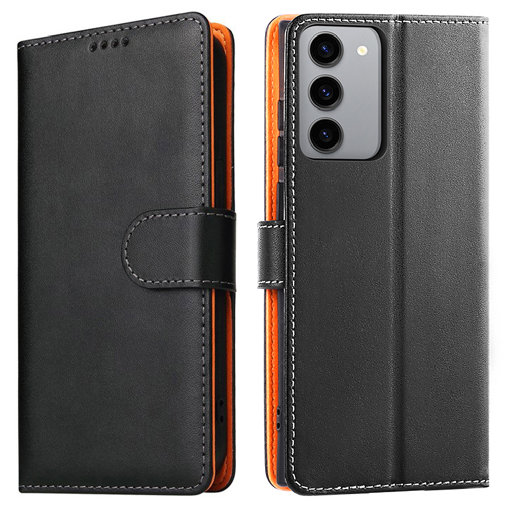 

Für Samsung Galaxy S23 Magnetic Clasp PU Leder Flip Wallet Wallet Faltbares Stand Telefonabdeckung - Schwarz, Galaxy S23