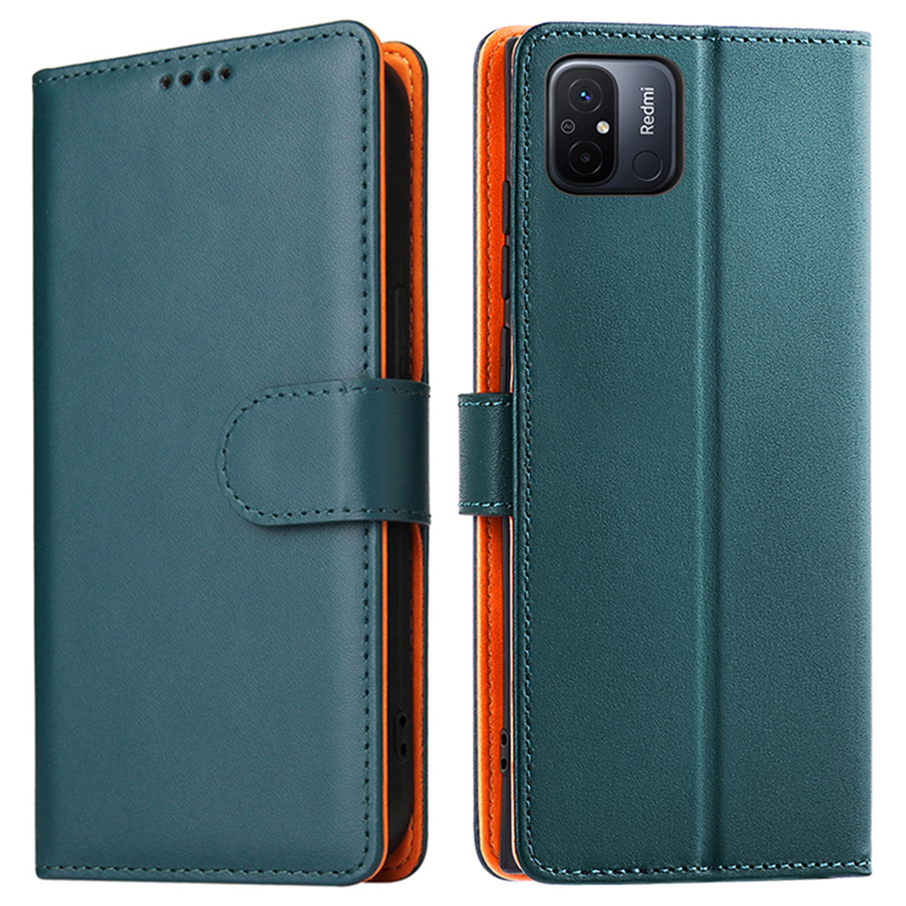 

PU Lederschale Für Xiaomi Redmi 11a 4g / 12c 4g / Poco C55 4G Telefonschutz Deckungs Brieftaschenstand Hülle - Grün, Xiaomi Poco C55 4G