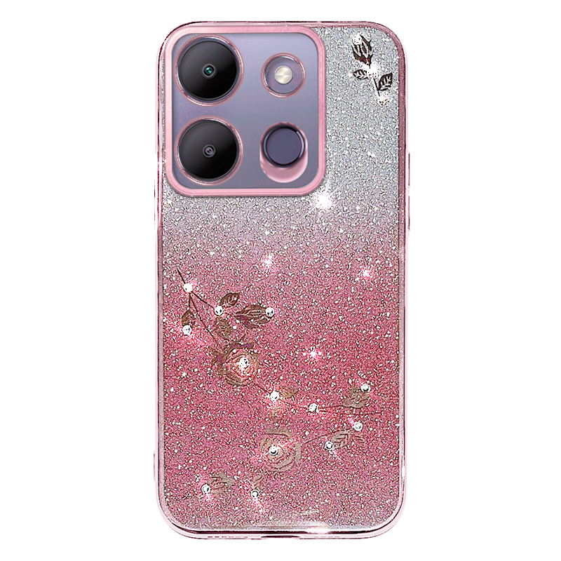 

Für Infinix Smart 7 4G Gradient Glitter Tpu-hülle Strassblüten-anti-drogen-telefonabdeckung - Roségold, Infinix Smart 7 4G