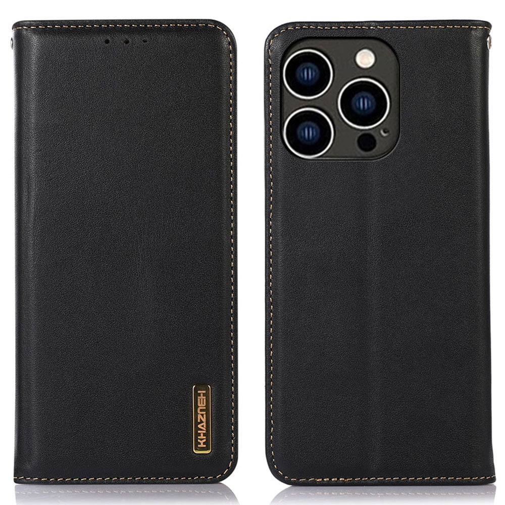 

Khazneh Für Iphone 15 Ultra RFID Blocking Phone Hülle Echte Kuh Leder -brieftasche Flip Cover - Schwarz, iPhone 15 Pro Max