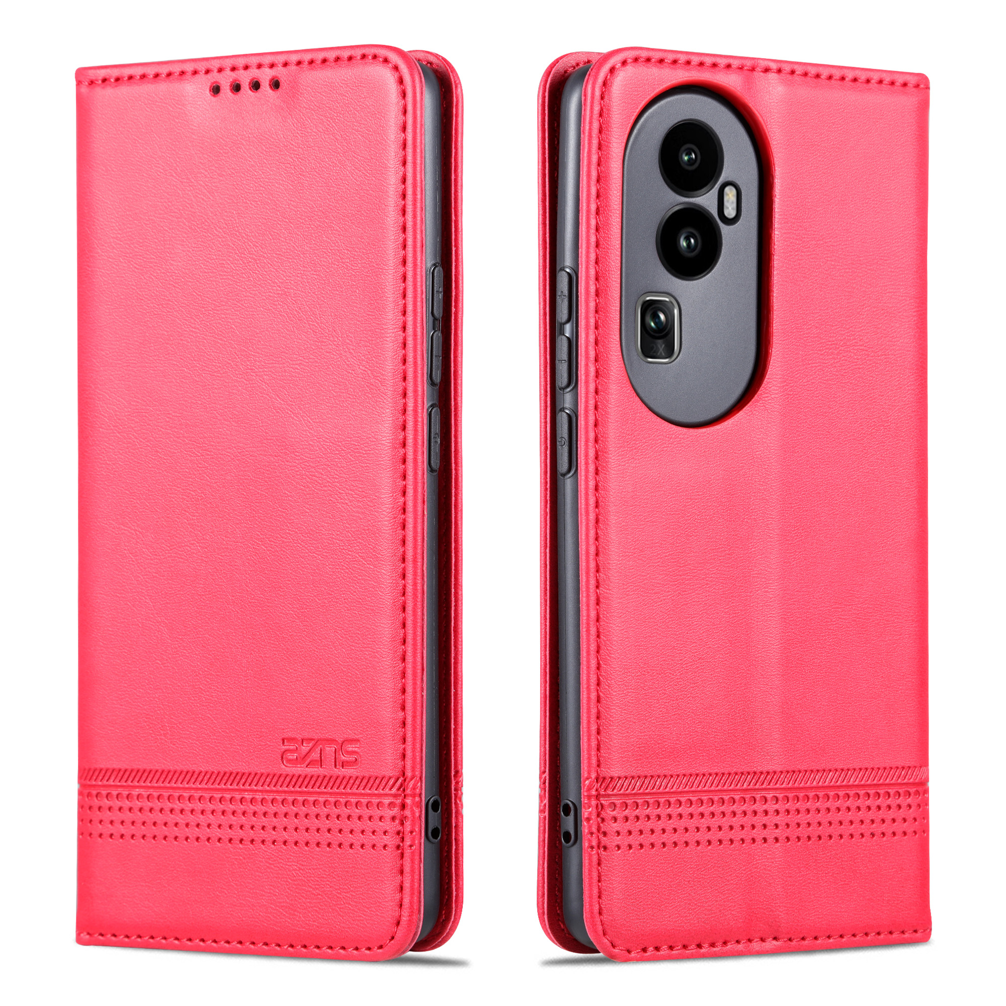 

AZNS Für Oppo Reno10 Pro 5G PU Leder Telefon Hülle Magnetische Schließabschluss -wallet -standabdeckung - Rot, Oppo Reno10 Pro (China) 5G