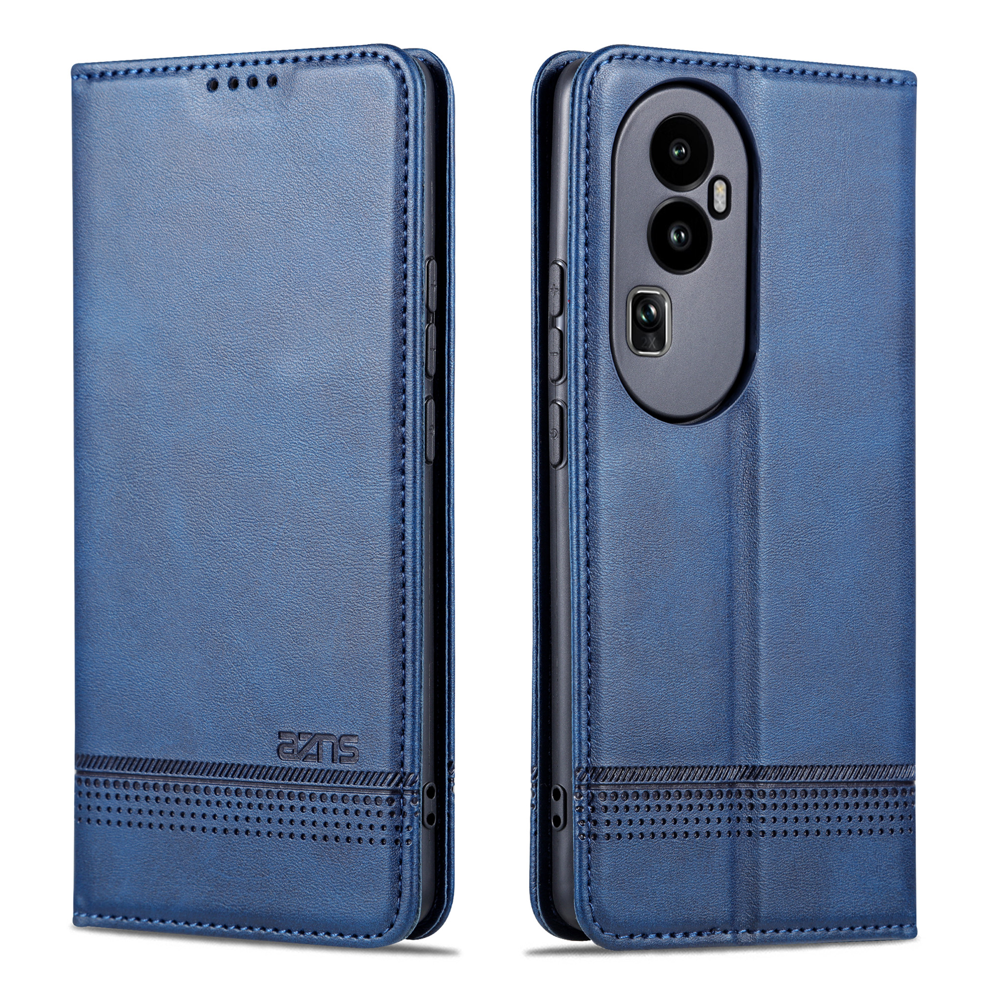 

AZNS Für Oppo Reno10 Pro 5G PU Leder Telefon Hülle Magnetische Schließabschluss -wallet -standabdeckung - Blau, Oppo Reno10 Pro (China) 5G