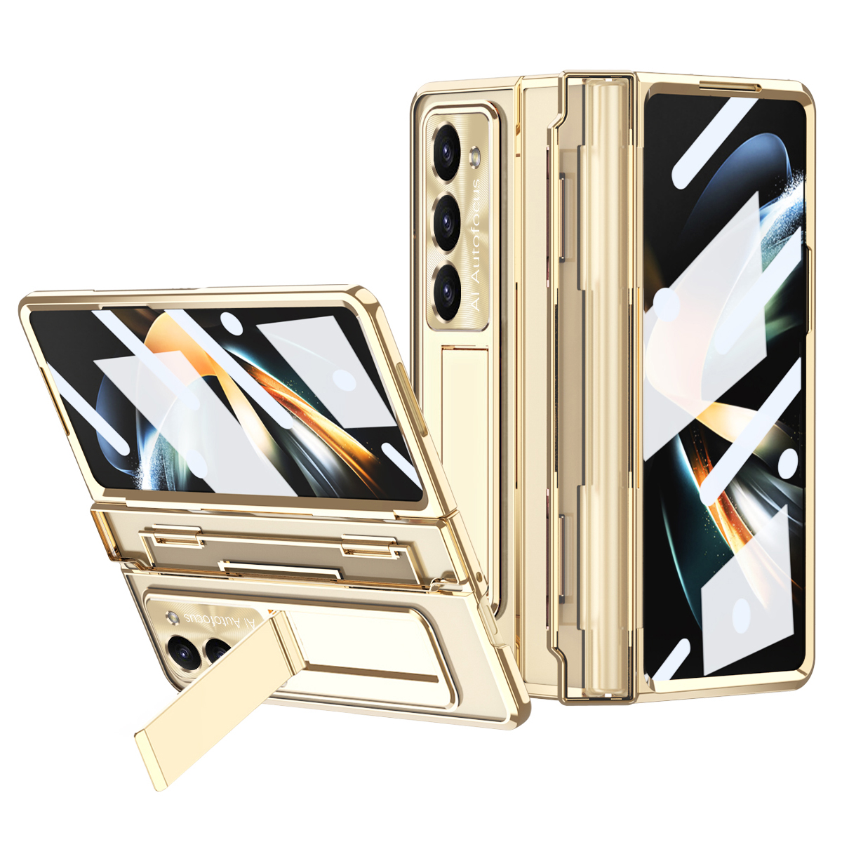 

Für Das Samsung Galaxy Z Fold5 5G Kickstand PC -hülle Schockfaltfalt Telefonabdeckung - Gold, Galaxy Z Fold5 5G