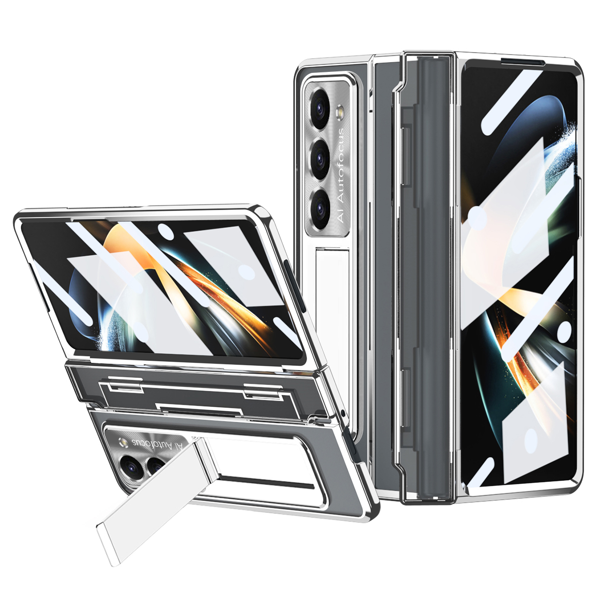 

Für Das Samsung Galaxy Z Fold5 5G Kickstand PC -hülle Schockfaltfalt Telefonabdeckung - Silber, Galaxy Z Fold5 5G