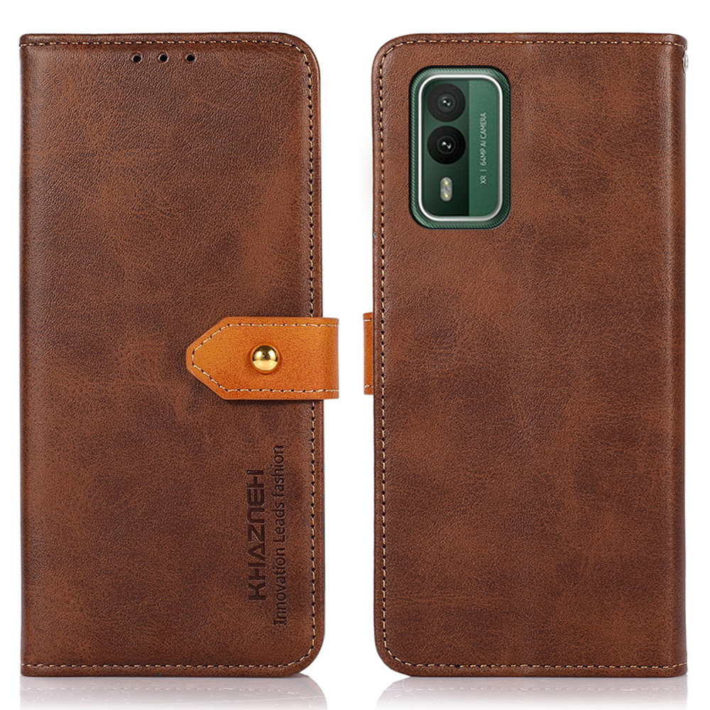 

Khazneh Für Nokia XR21 Wallet Cowhide Textur PU Leder Anti-kratzer-shell-telefonständer Cover - Braun, Nokia XR21