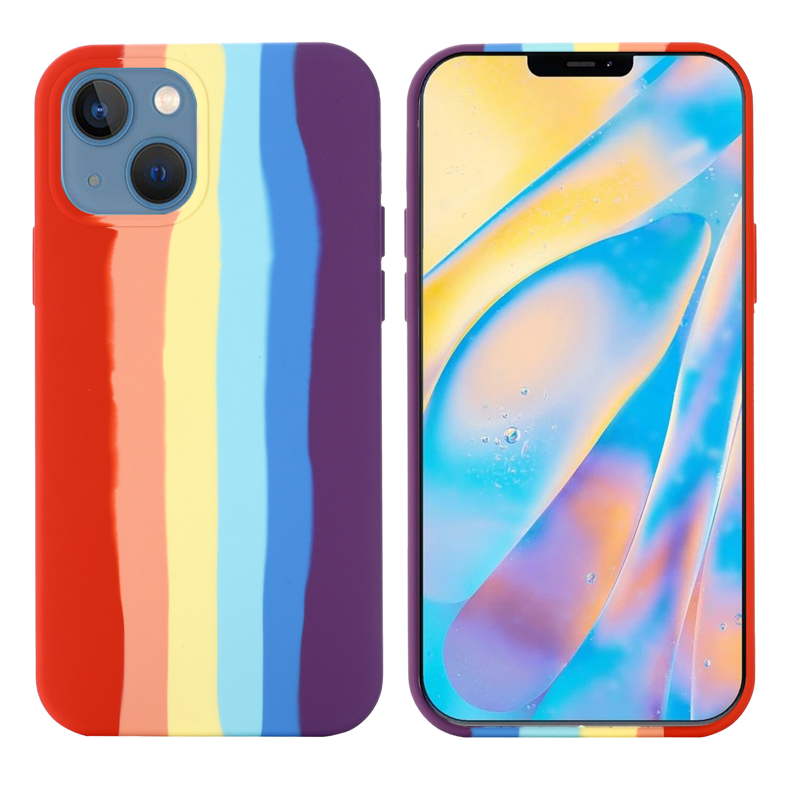 

Telefonhülle Für Iphone 15 Rainbow Gummized Gummi - Rot, iPhone 15