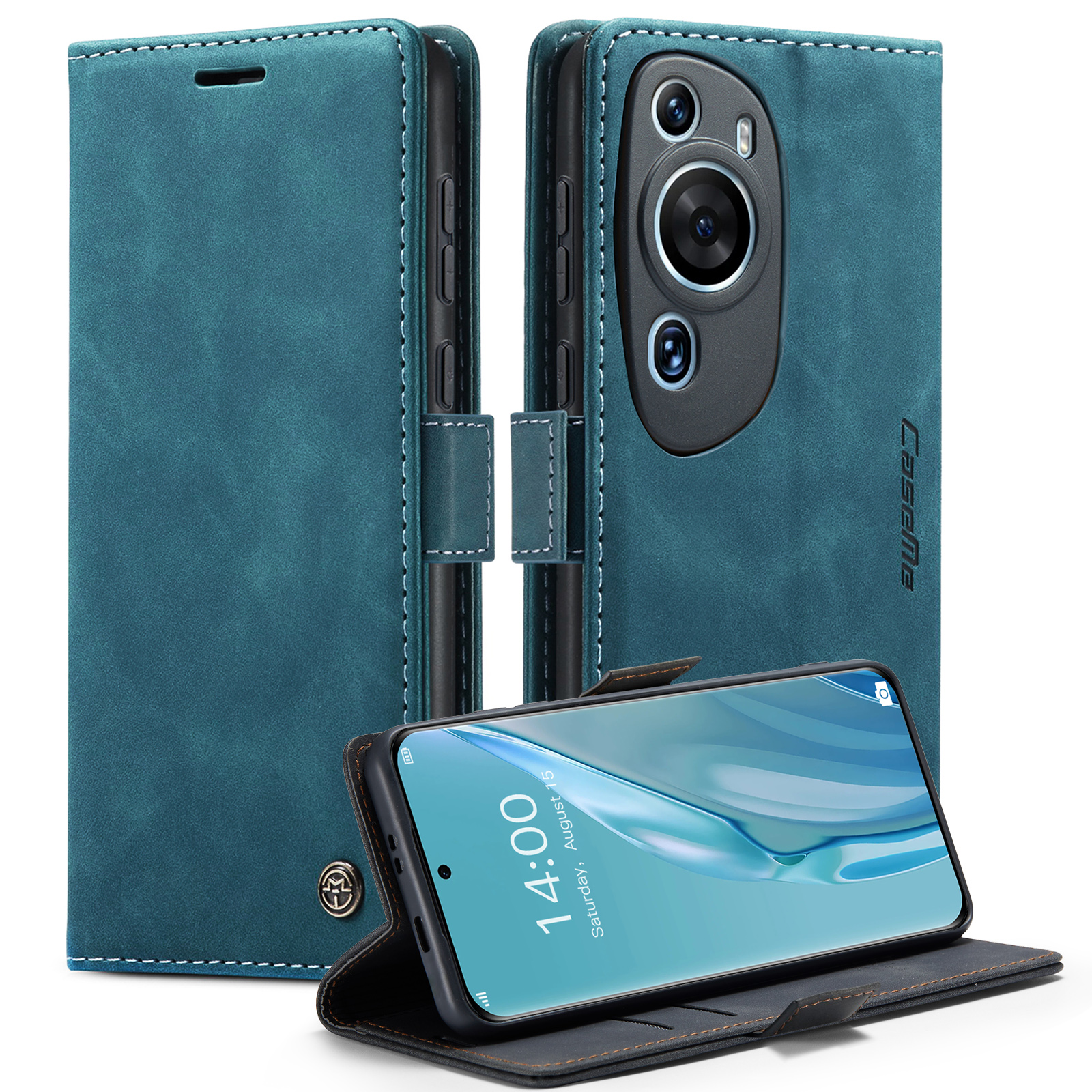 

Caseme 013 -serie Für Huawei P60 Art PU Leder -ständer Wallet Hülle Schockdelie Telefonabdeckung - Blau, Huawei P60 Art