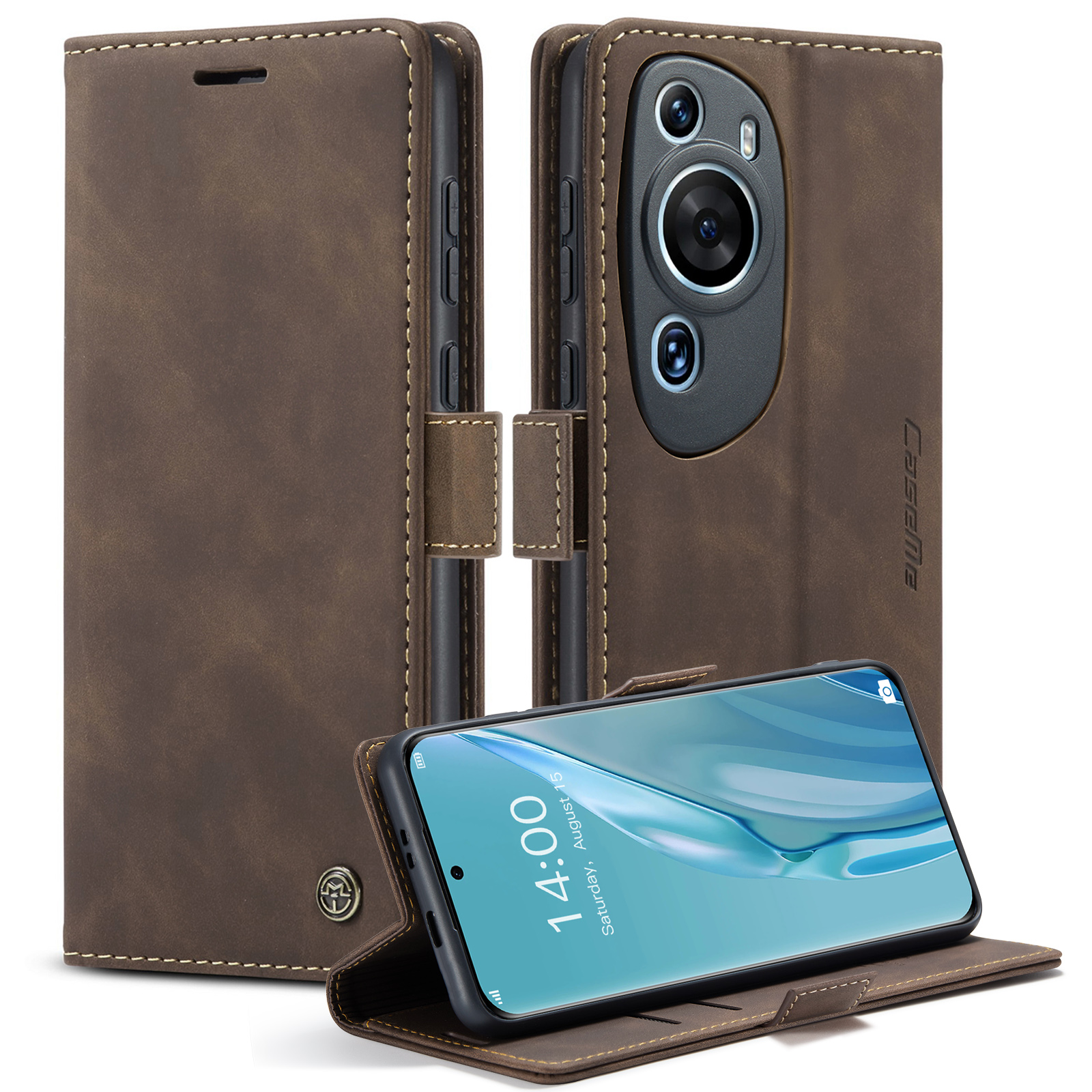 

Caseme 013 -serie Für Huawei P60 Art PU Leder -ständer Wallet Hülle Schockdelie Telefonabdeckung - Kaffee, Huawei P60 Art
