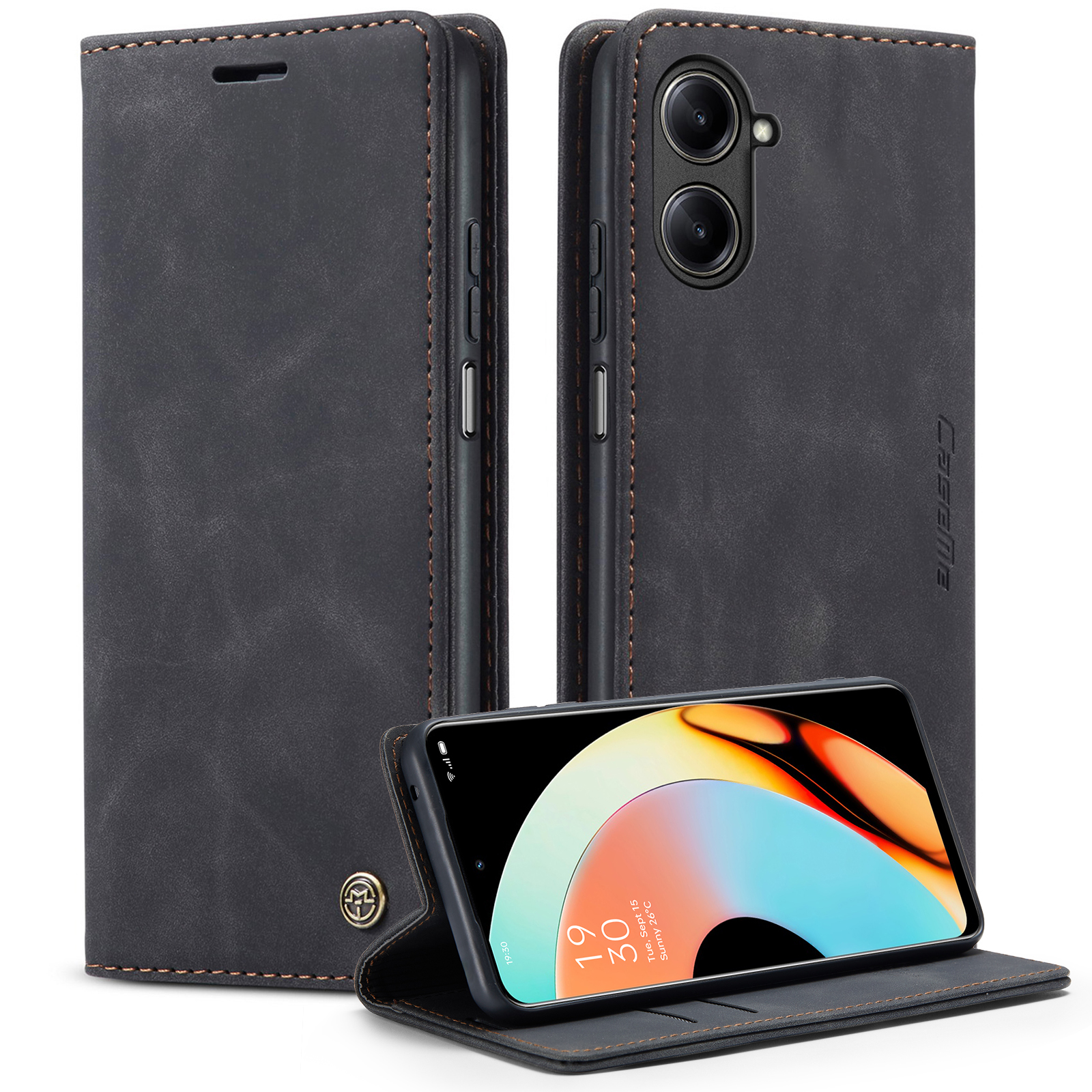 

Caseme 013-serie Für Realme 10 Pro 5G Leder Brieftaschenhülle Flip Ständer Drop-sof-abdeckung - Schwarz, Realme 10 Pro 5G