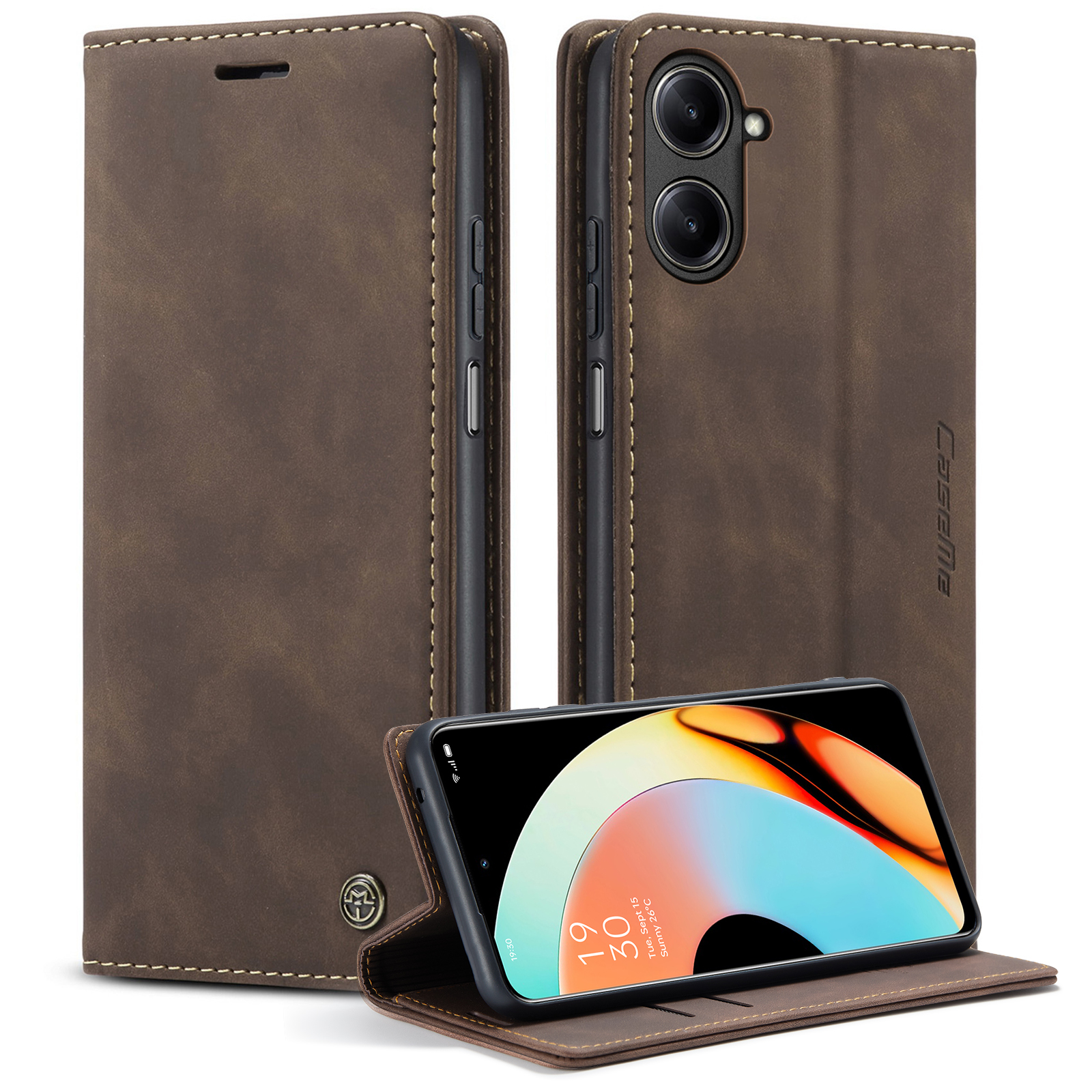 

Caseme 013-serie Für Realme 10 Pro 5G Leder Brieftaschenhülle Flip Ständer Drop-sof-abdeckung - Kaffee, Realme 10 Pro 5G