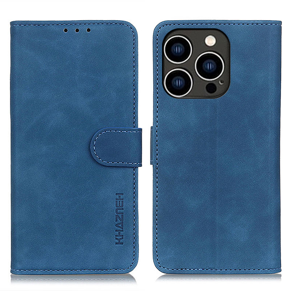 

Khazneh Für Iphone 15 Pro Max Retro PU Leder Phone Hülle Schocksicherheit Wallet Stand Cover - Blau, iPhone 15 Pro Max