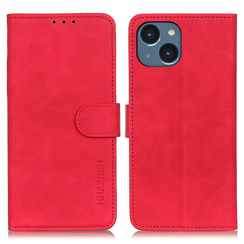 

Khazneh Für Das Iphone 15 Plus Drop-proof-telefonhülle Retro PU Leder Brieftasche Mit Ständer - Rot, iPhone 15 Plus
