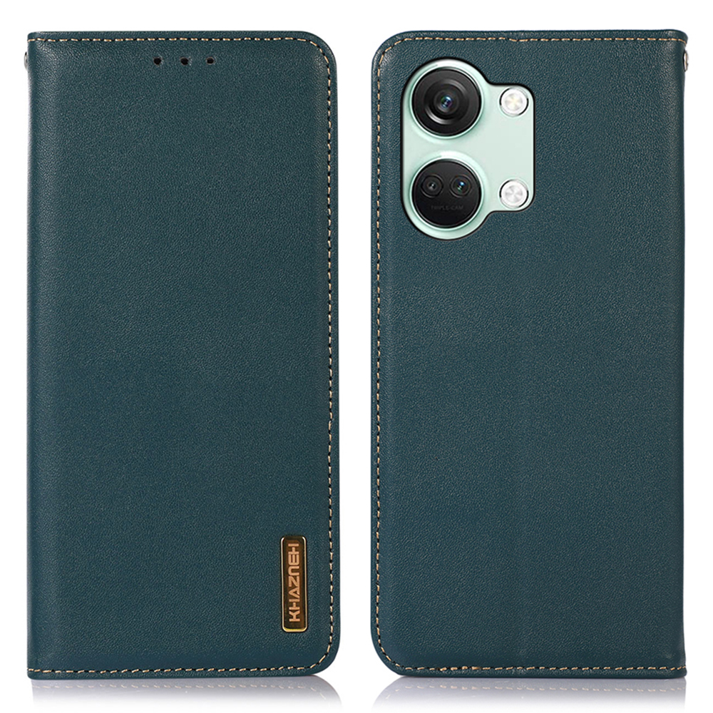 

Khazneh Für OnePlus Nord 3 5g / Ace 2V RFID Blockieren Echter Kuh Leder Brieftaschenhülle Telefonständer Cover - Grün, OnePlus Nord 3 5G