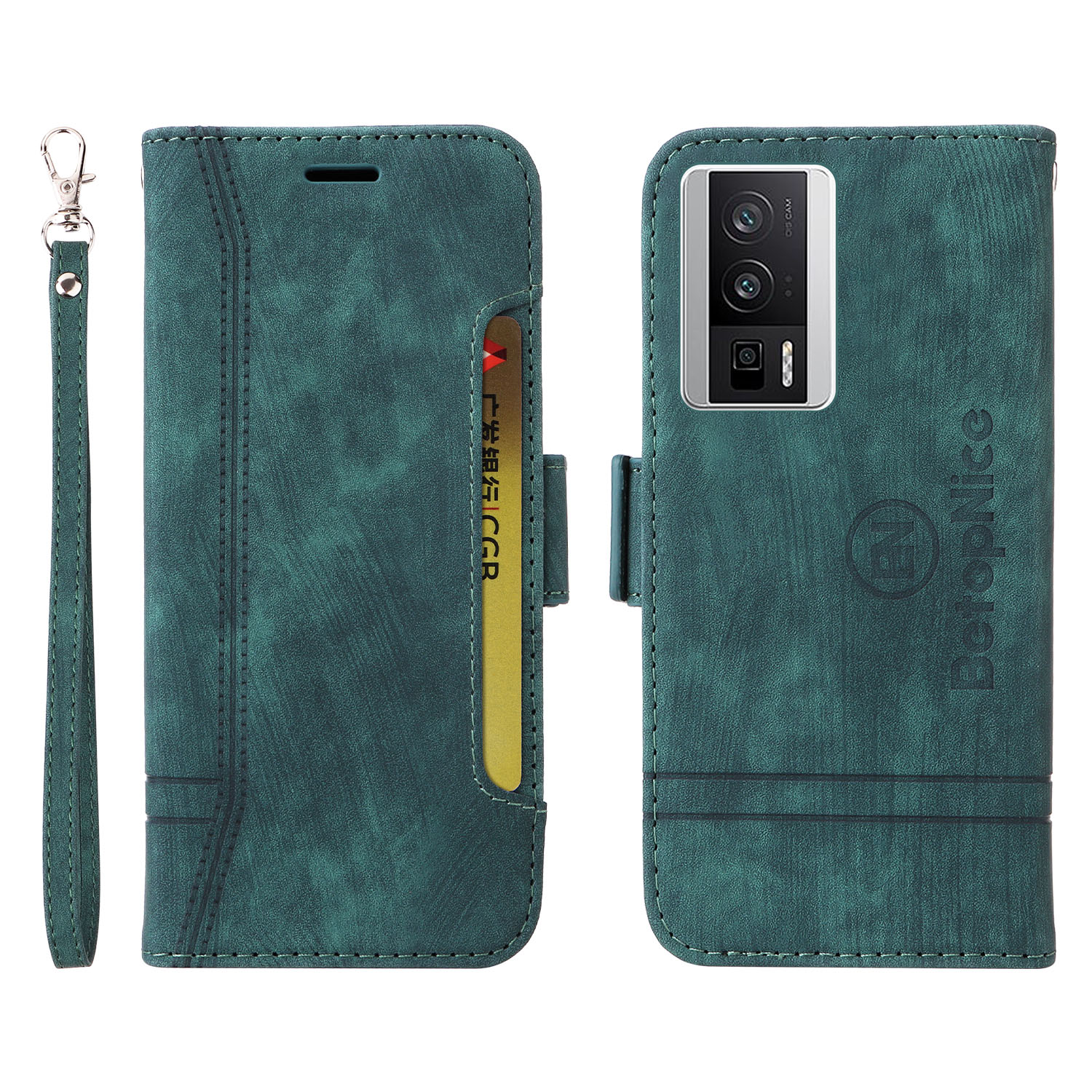 

Betopnice 001 Für Xiaomi Redmi K60 5G / K60 Pro 5g / Poco F5 Pro 5G PU Leder -telefonabdeckung Schockdicht - Grün, Xiaomi Redmi K60 5G