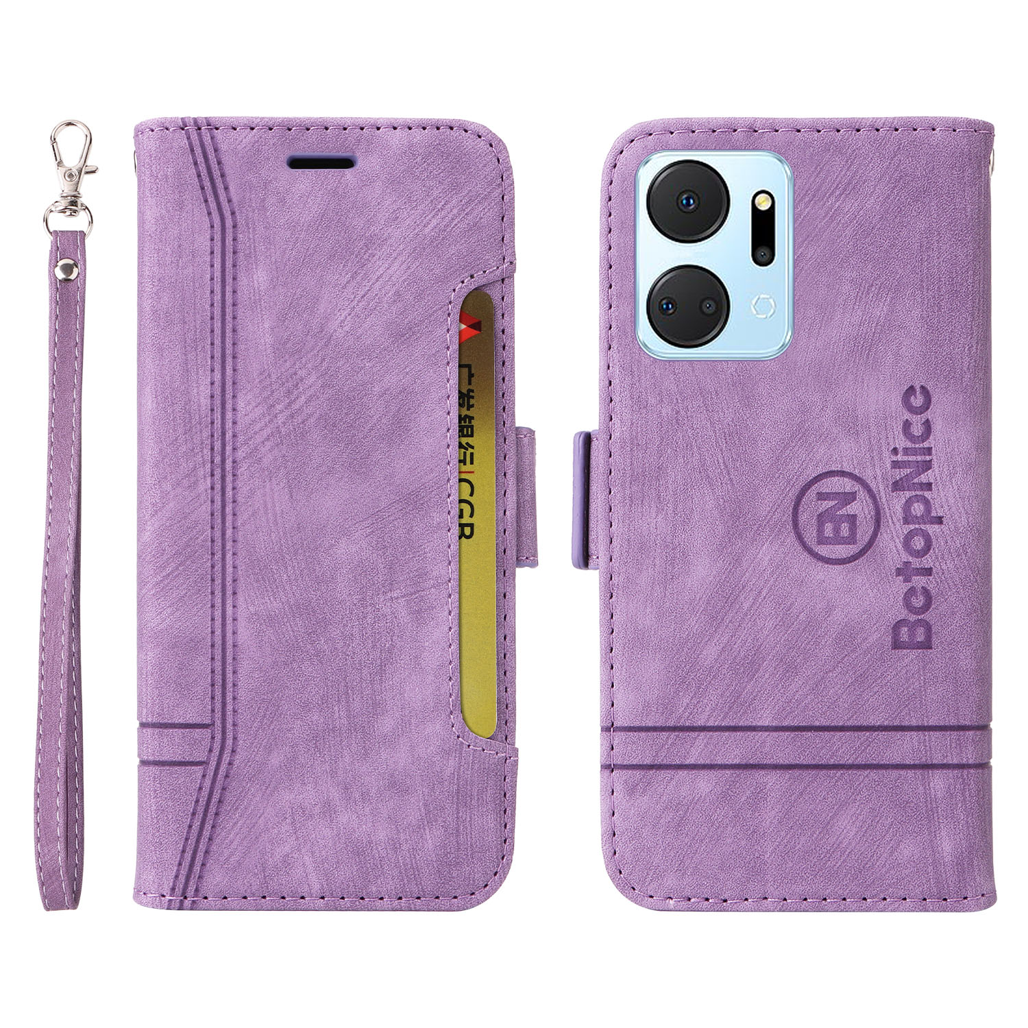 

Betopnice 001 Für Vivo Y02 4g / Y11 (2023) / Y02A 4G Protective Coverniesstitching Geprägte PU Leder Brieftaschenhülle - Lila, vivo Y02 4G