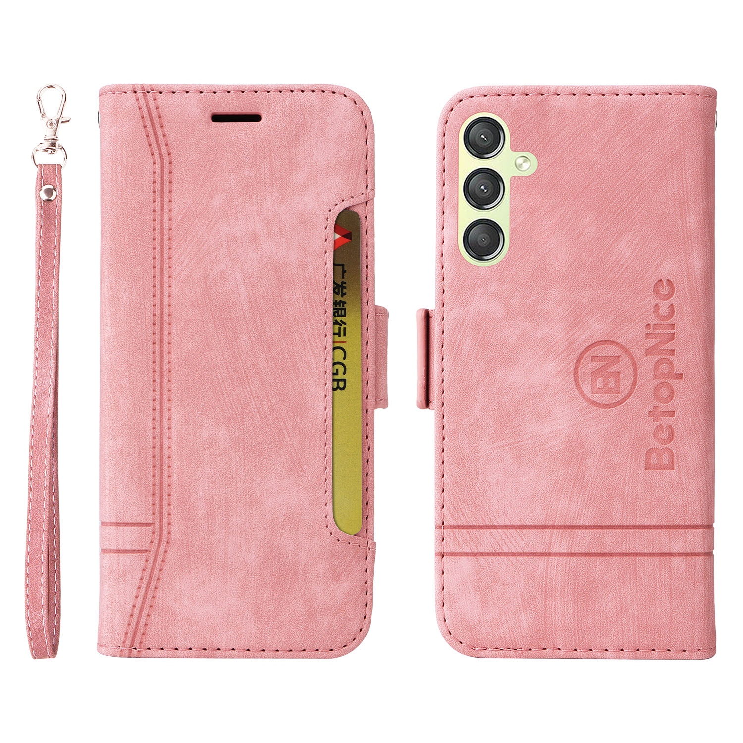 

Betopnice 001 Für Samsung Galaxy A24 4G Phone Wallet Stand Hülle Gedruckte Leitung PU Lederabdeckung - Rosa, Galaxy A24 4G