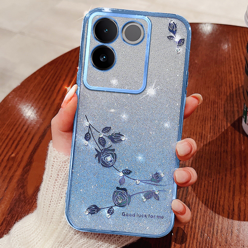 

Strassblütenhilfeabdeckung Für Vivo S17e 5g, Gradient Glitter Drop-proof Tpu-hülle - Blau, vivo S17e 5G