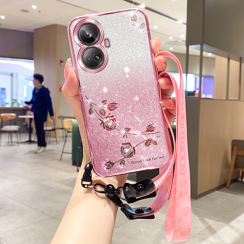 

TPU -telefonabdeckung Des Verlaufs Von Gradienten Für Realme 10 Pro+ 5G Strass Blumenglitter Mit Riemen - Roségold, Realme 10 Pro+ 5G
