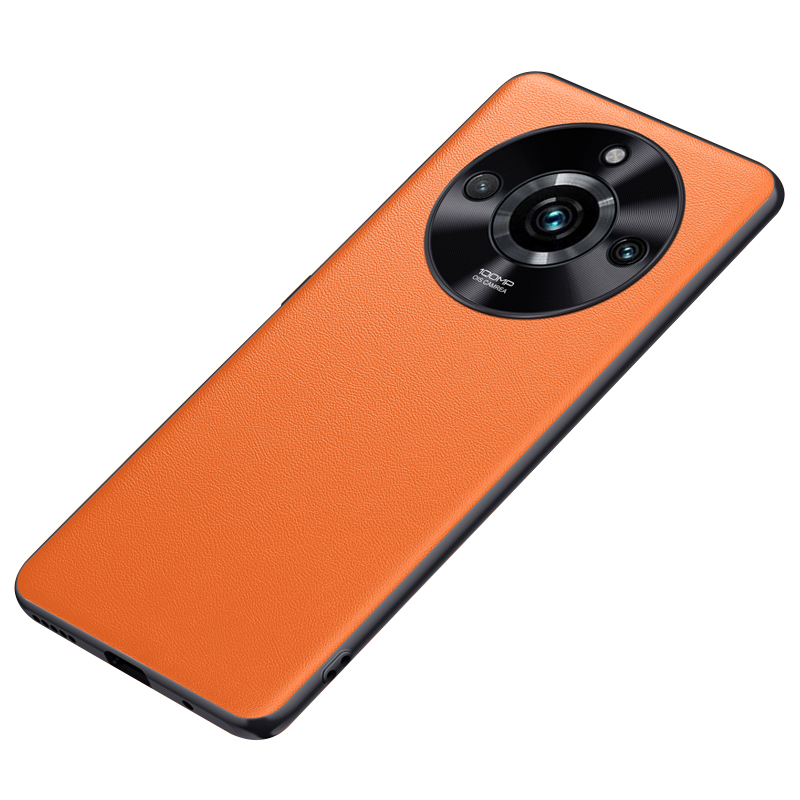 

Für Realme 11 Pro 5G Pu-lederbeschichtete TPU + PC Phone Case Metall Lens Protection Anti-scratch-abdeckung - Orange, Realme 11 Pro 5G