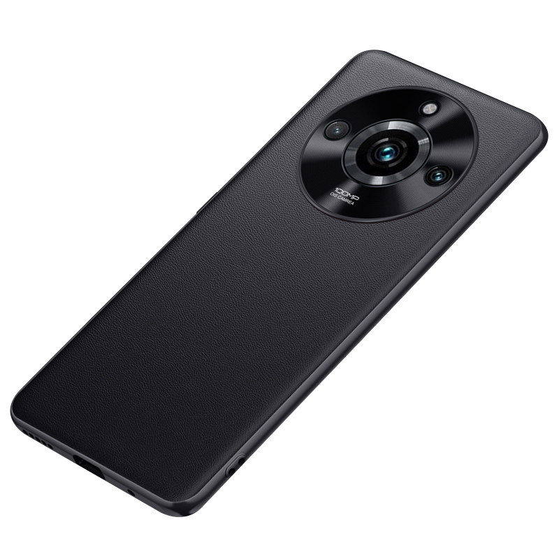 

Für Realme 11 Pro 5G Pu-lederbeschichtete TPU + PC Phone Case Metall Lens Protection Anti-scratch-abdeckung - Schwarz, Realme 11 Pro 5G