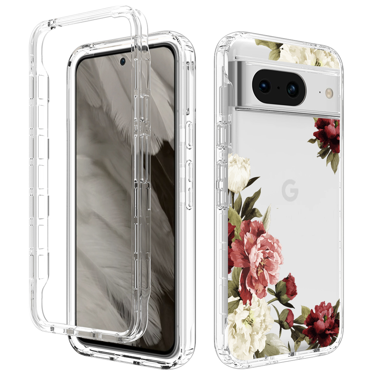 

Muster Druck Druck Clear Telefonschaft Für Google Pixel 8, PC Frame + TPU -schutzhelfer -abdeckung - Trompetenblume, Google Pixel 8