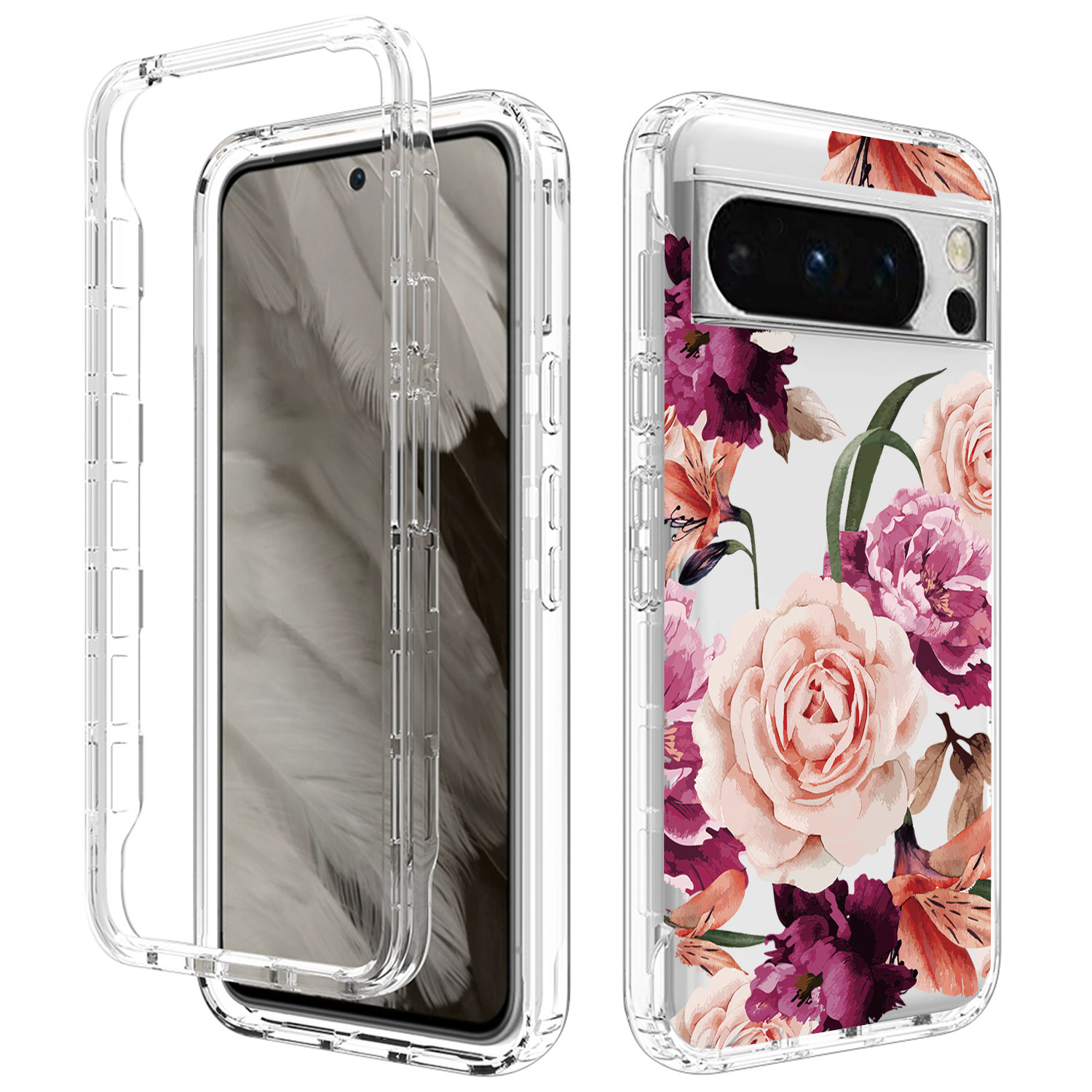 

Musterdruckphase Für Google Pixel 8 Pro, Pc-frame + Tpu-anti-drop-löschen-telefonabdeckung - Lila Blume, Google Pixel 8 Pro