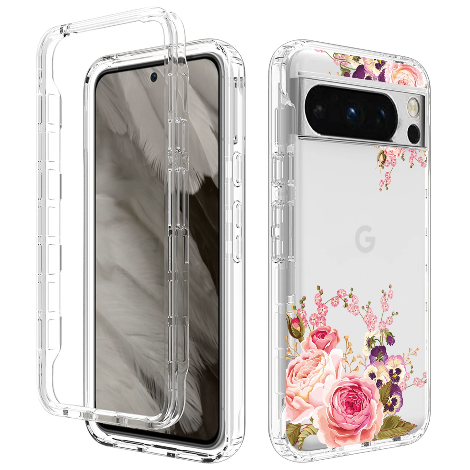 

Musterdruckphase Für Google Pixel 8 Pro, Pc-frame + Tpu-anti-drop-löschen-telefonabdeckung - Rose, Google Pixel 8 Pro