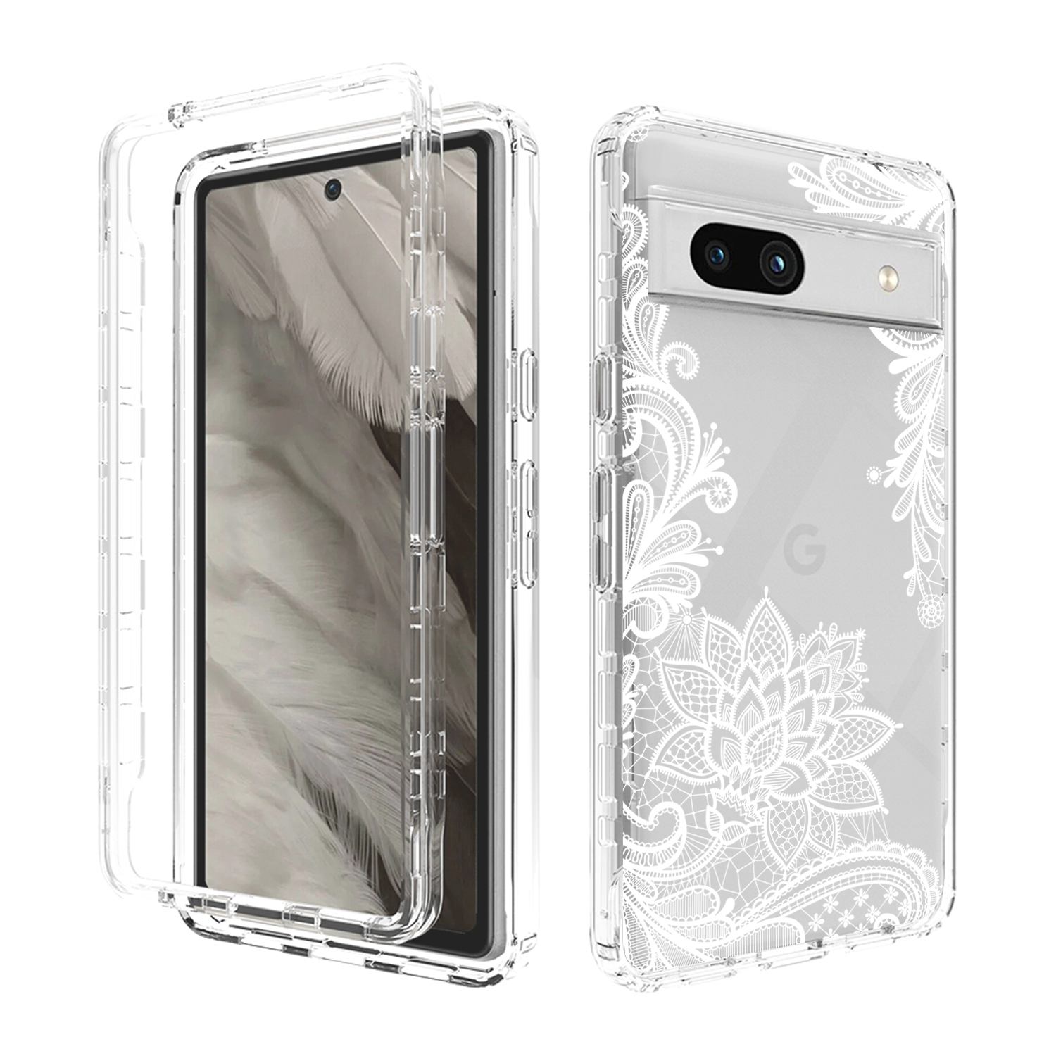

Musterdruckphase Für Google Pixel 7a, PC + TPU Transparentes Telefonabdeckung - Mandala Blume, Google Pixel 7a
