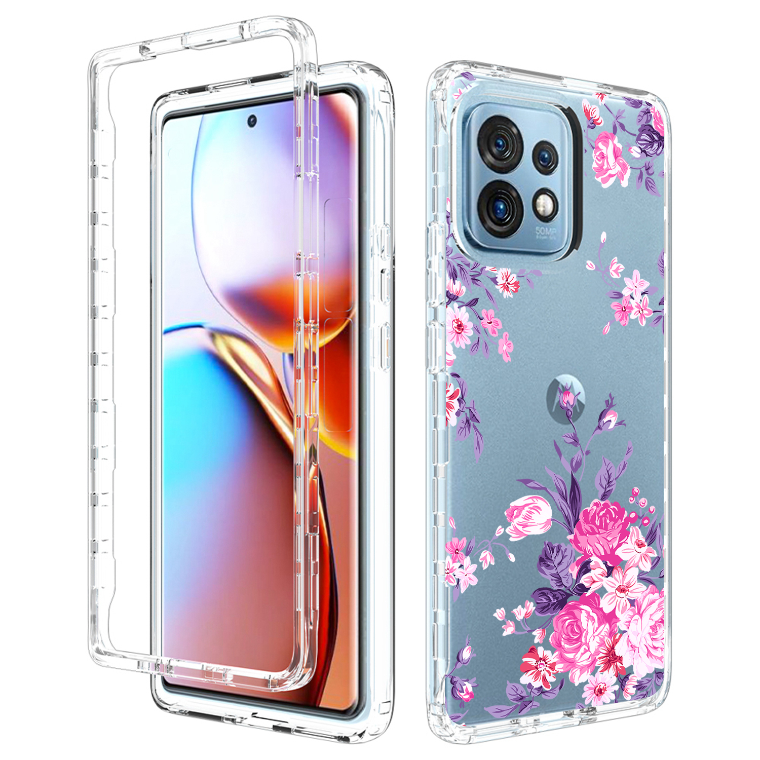 

Für Motorola Edge + (2023) Muster Druckpc + Tpu-telefonhülle Clear Anti-drop-abdeckung - Blume, Motorola Edge+ (2023)