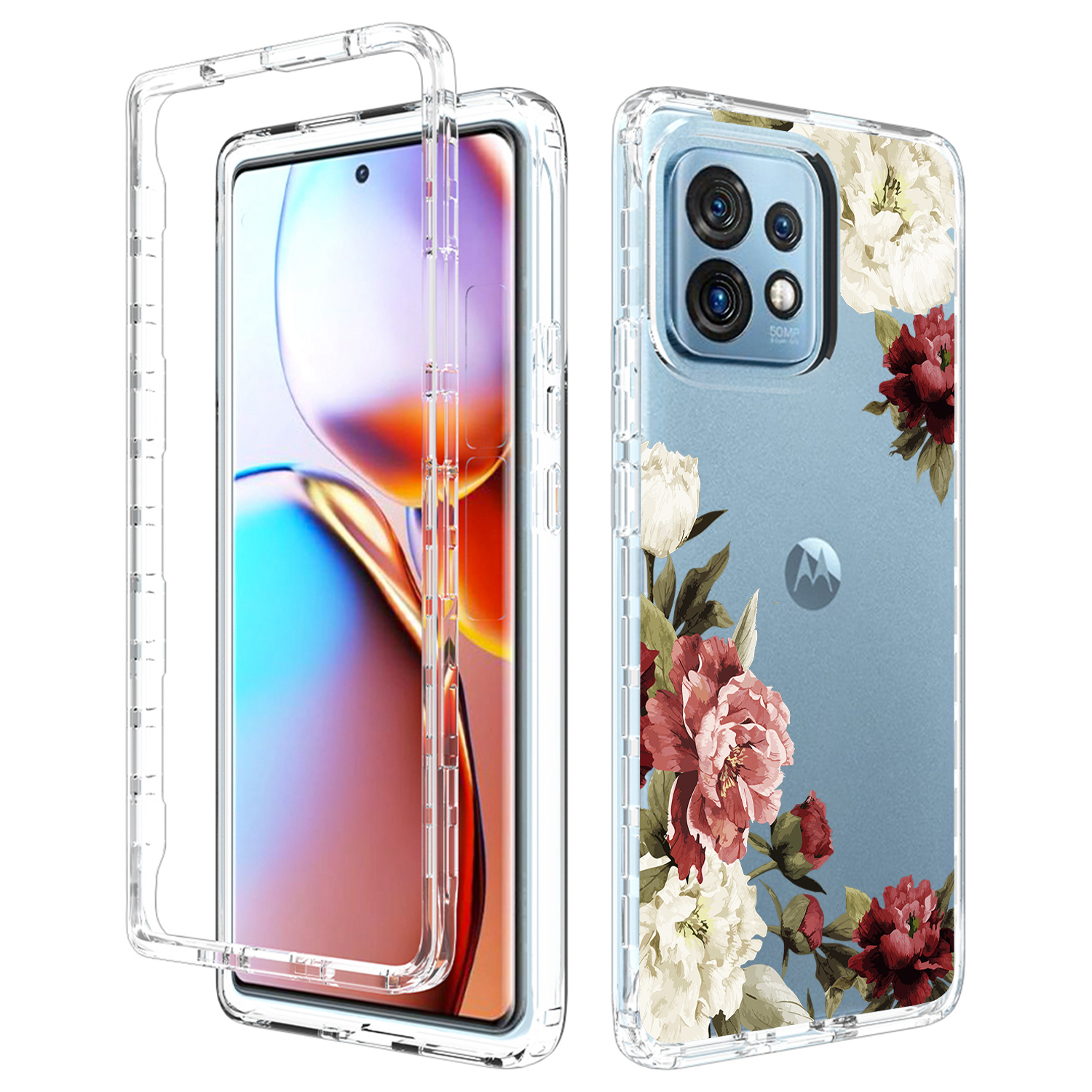 

Für Motorola Edge + (2023) Muster Druckpc + Tpu-telefonhülle Clear Anti-drop-abdeckung - Trompetenblume, Motorola Edge+ (2023)
