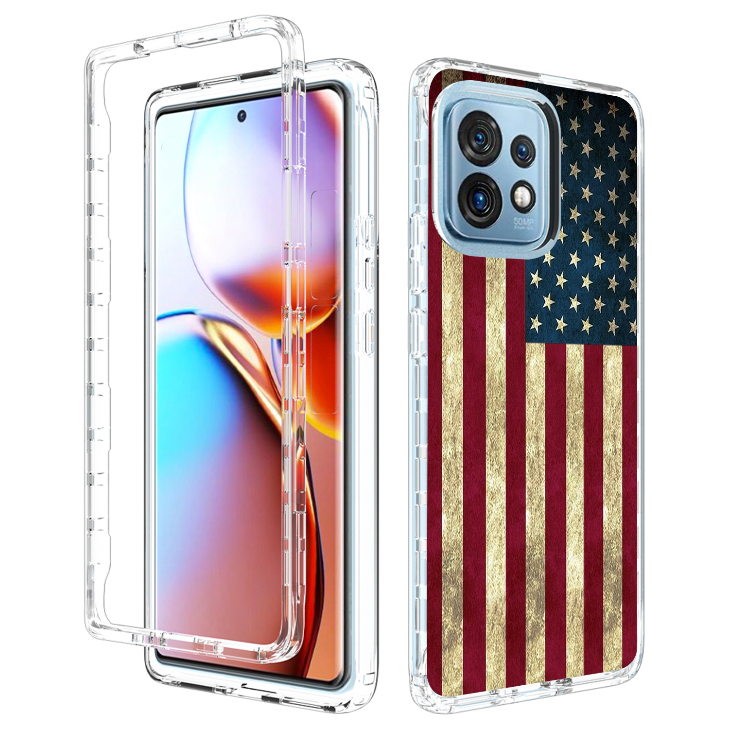 

Für Motorola Edge + (2023) Muster Druckpc + Tpu-telefonhülle Clear Anti-drop-abdeckung - Amerikanische Flagge, Motorola Edge+ (2023)