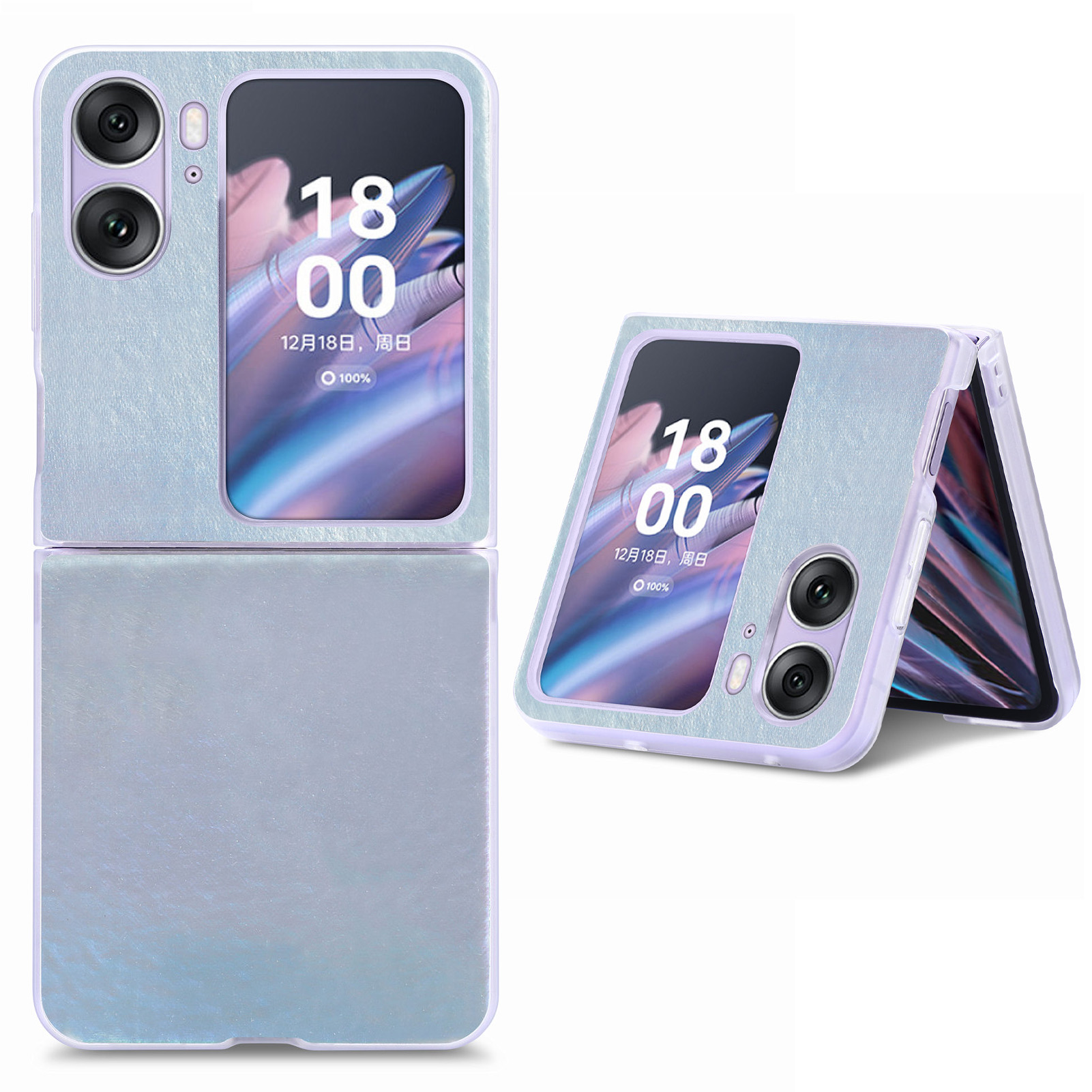 

Für Oppo Finden Sie N2 Flip 5G Protective Phone Case Laser Bunte Textur PU Leder Beschichtete PC -rückdecke - Grau, Oppo Find N2 Flip 5G