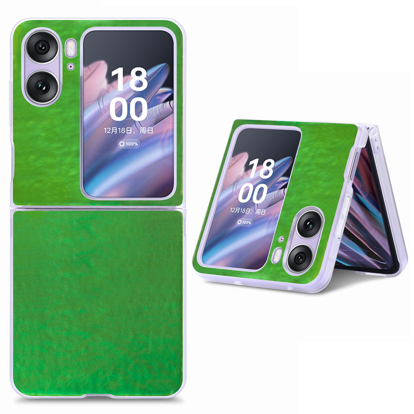 

Für Oppo Finden Sie N2 Flip 5G Protective Phone Case Laser Bunte Textur PU Leder Beschichtete PC -rückdecke - Grün, Oppo Find N2 Flip 5G