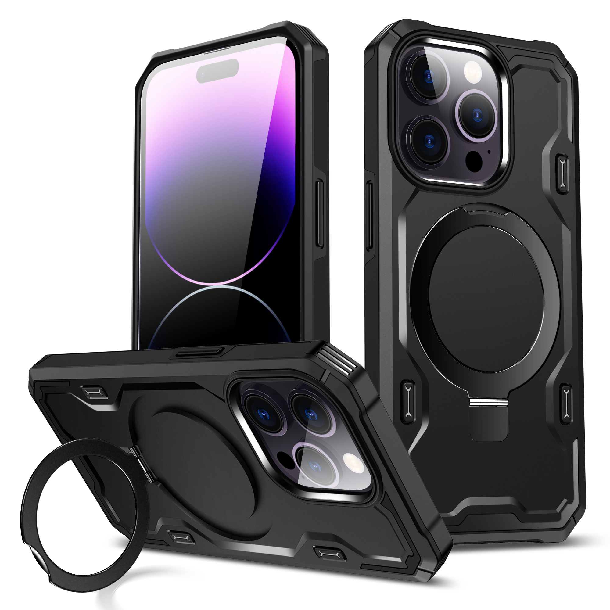 

Für Das Iphone 14 Pro Max Magnetic Phone Case Kompatibel Mit Magsafe TPU + PC -kickstand -cover - Schwarz, iPhone 14 Pro Max