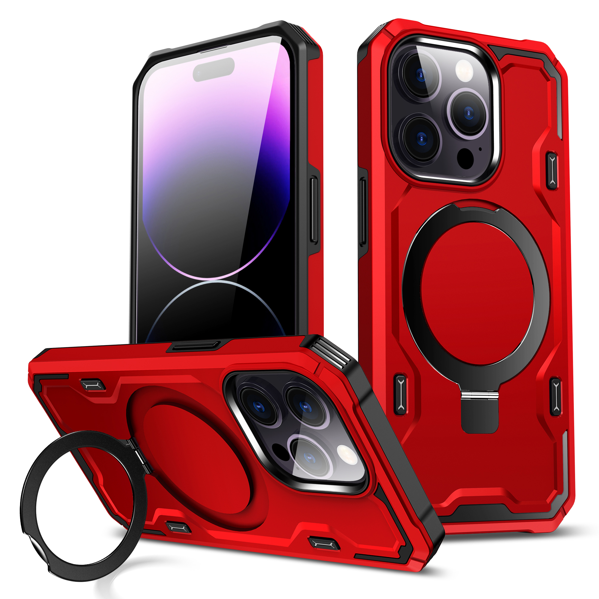 

Für Das Iphone 14 Pro Max Magnetic Phone Case Kompatibel Mit Magsafe TPU + PC -kickstand -cover - Rot, iPhone 14 Pro Max