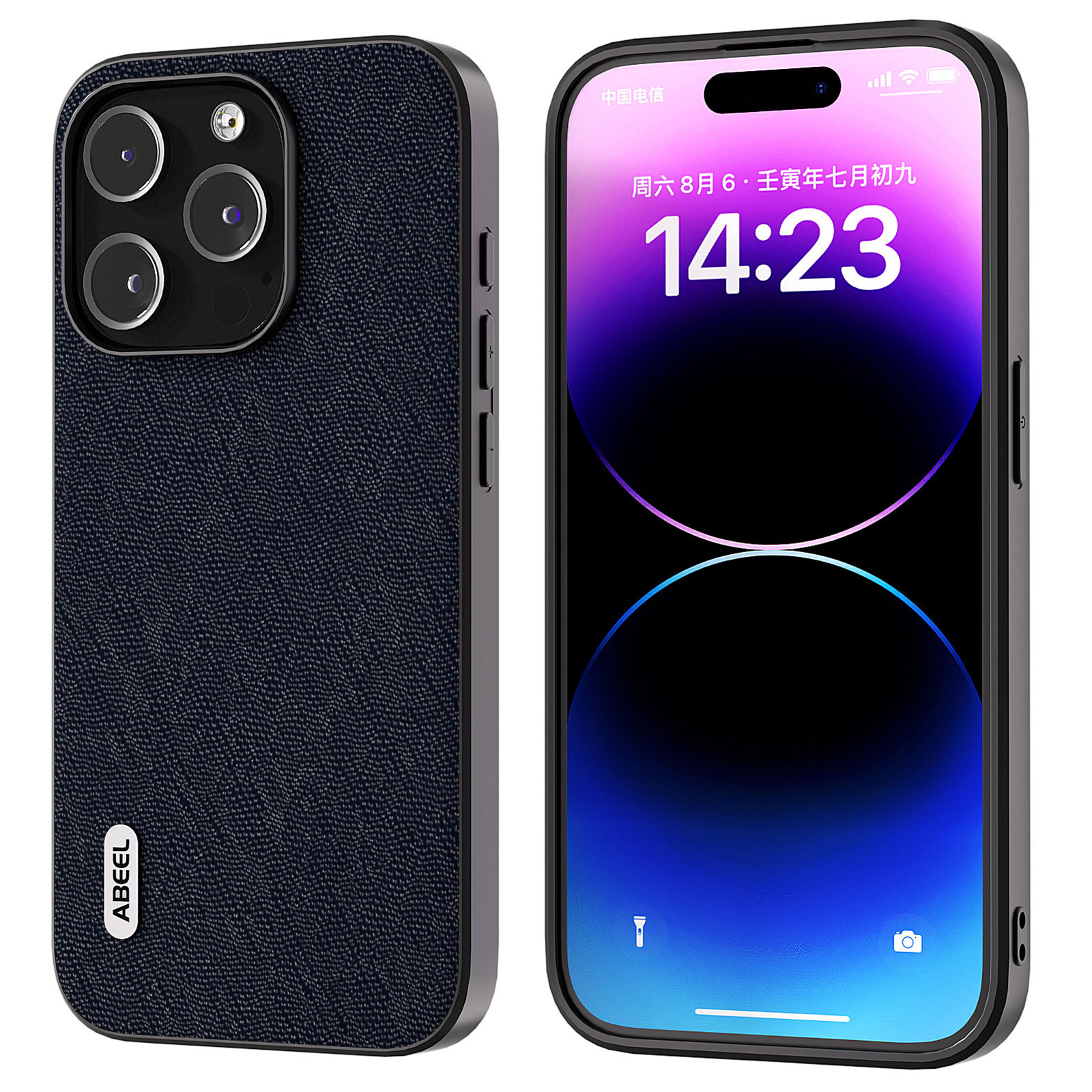 

Abeel Für Iphone 15 Pro Cowide Leder + PC + Tpu-shell-kreuztextur Anti-schlupf-telefonabdeckung - Blau, iPhone 15 Pro