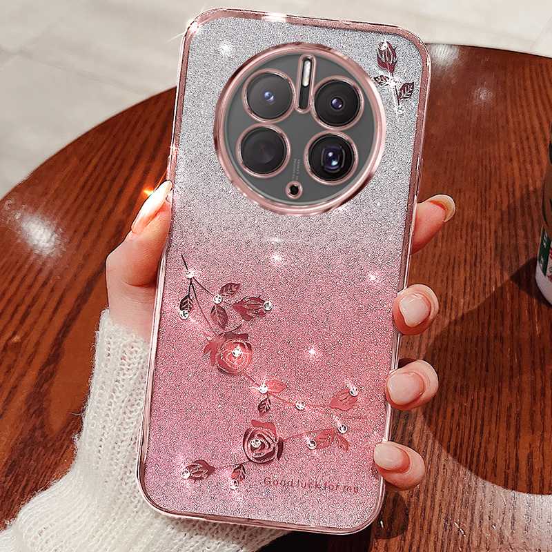 

TPU -telefonabdeckung Für Huawei Mate 50 Pro 4g Strass -blumen -gradienten -mobiltelefongehäuse - Roségold, Huawei Mate 50 Pro 4G