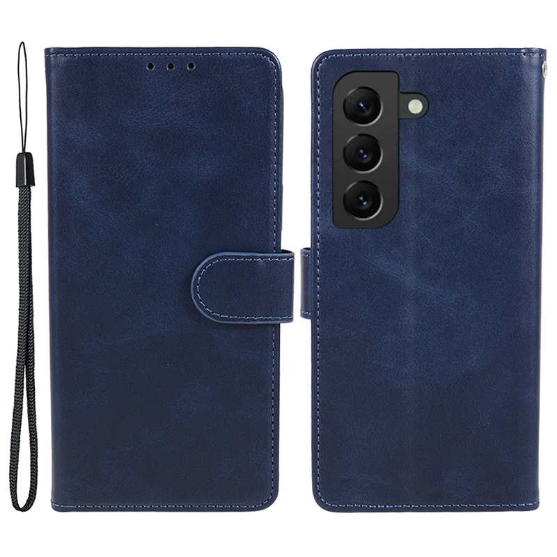 

Für Samsung Galaxy S22 5G Wallet PU Leder -telefonhülle Wälte Texturstand Schutzabdeckung - Blau, Galaxy S22 5G