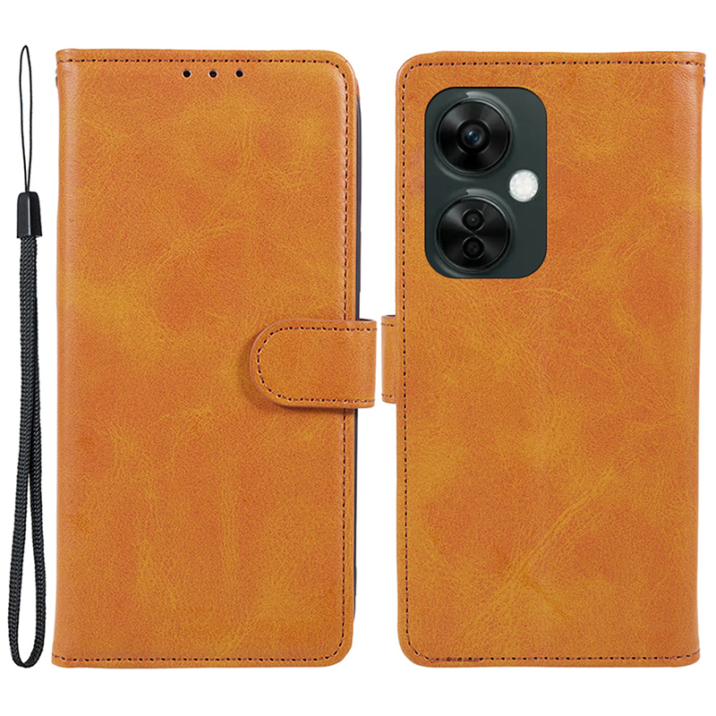 

Für OnePlus Nord CE 3 Lite 5G PU Leder Brieftasche Telefonhülle Kälber Texturständer Anti-drop-abdeckung - Khaki, OnePlus Nord CE 3 Lite 5G