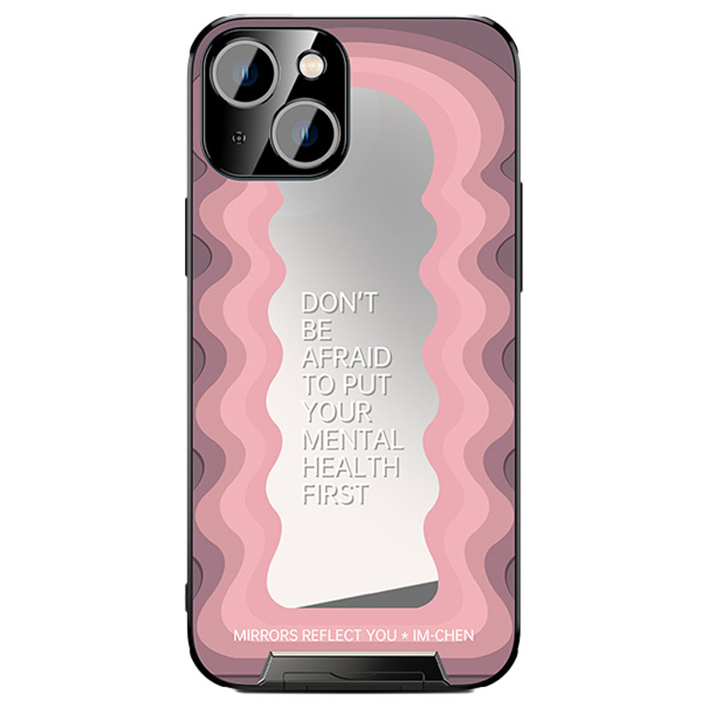 

Im-chen Für Iphone 14 Inspirational Word Mirror Phone Case Anti-drop Tpu+pc-cover Mit Pull-out-kickstand - Rosa, iPhone 14