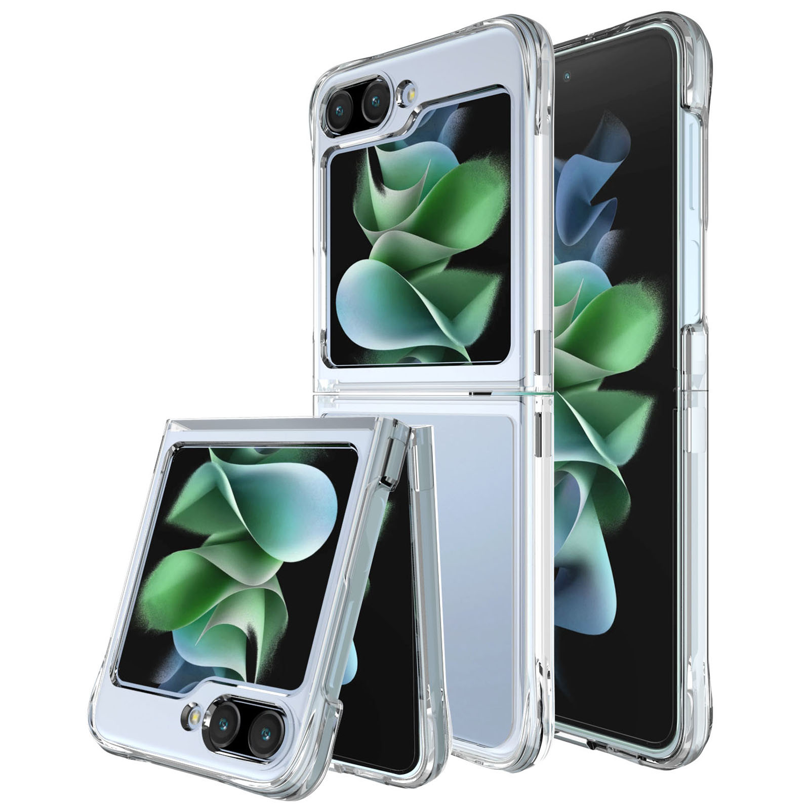 

Für Samsung Galaxy Z Flip5 5G Transparente Telefonhülle Pc+tpu-anti-drop-abdeckung Mit Elektroplattenknopf, Galaxy Z Flip5 5G