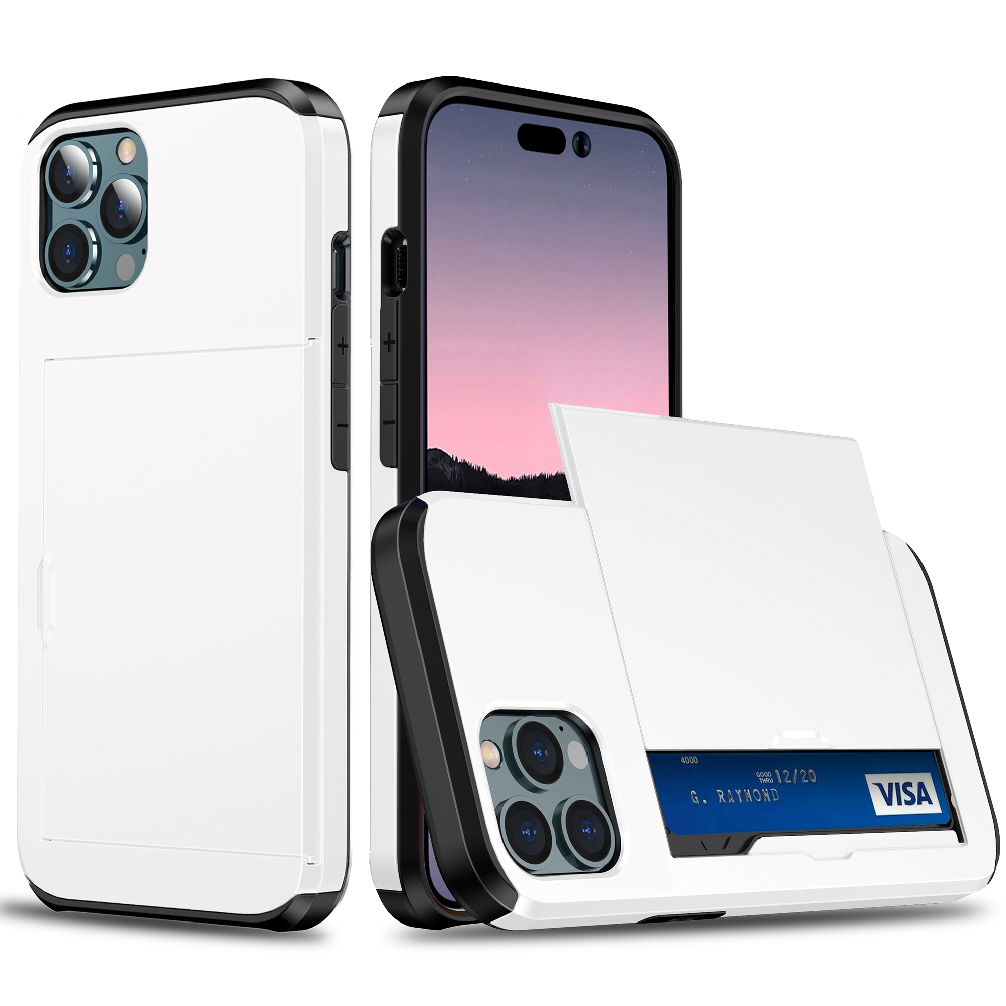 

Telefonhülle Mit Dia-kartenhalter Für Iphone 15 Pro Max, Anti-kratzer-tpu + Pc-telefonabdeckung - Weiss, iPhone 15 Pro Max